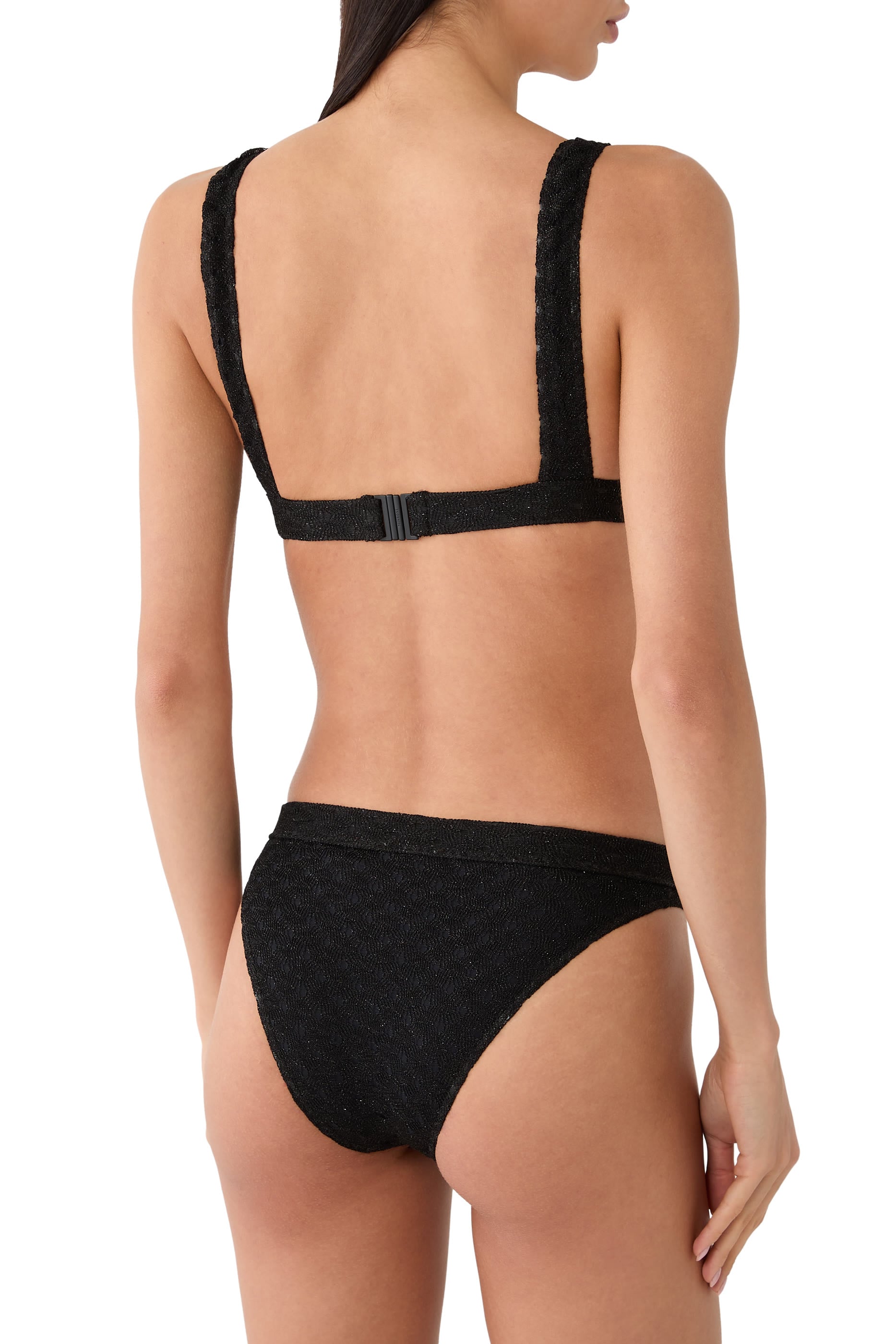 Mare Solid Raschel Lace Plunge Bikini Set 