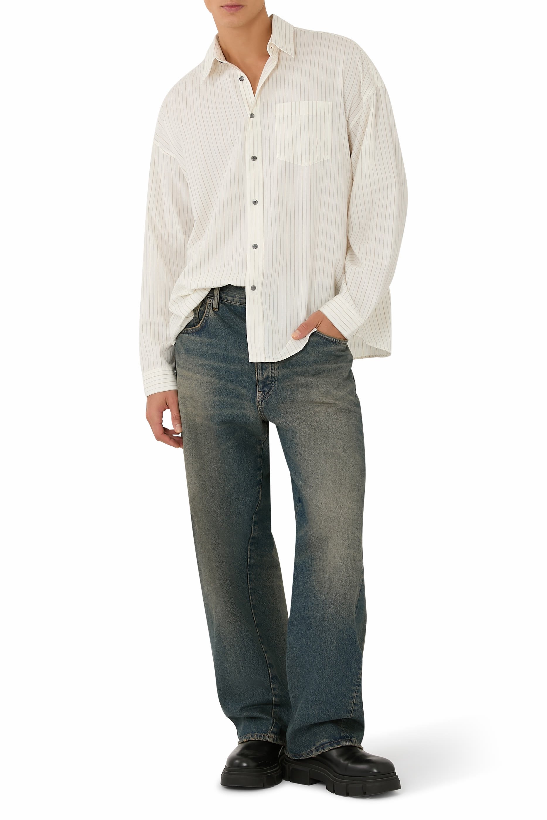 Wide Twist Denim Pants