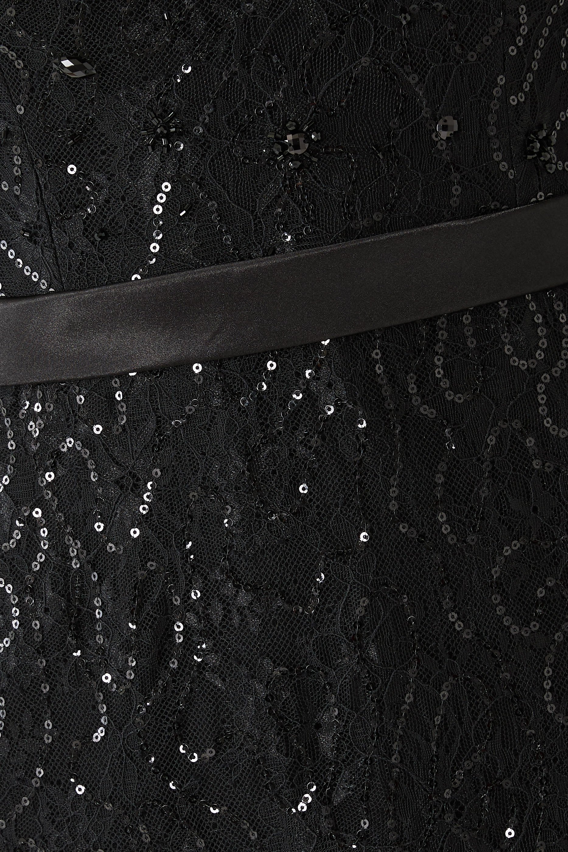 Lace-Sequin Evening Dress