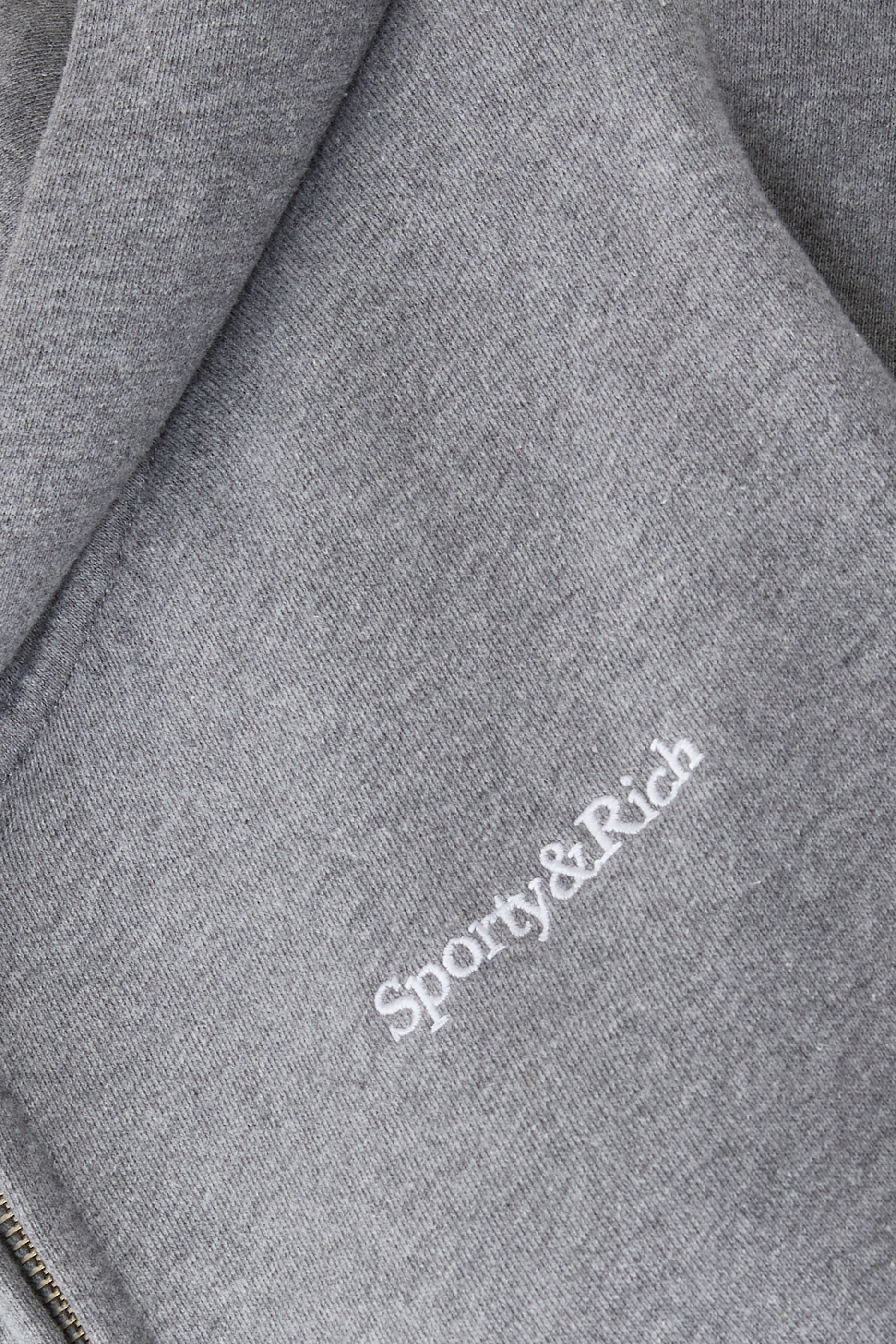 Serif Logo Embroidered Zip Hoodie
