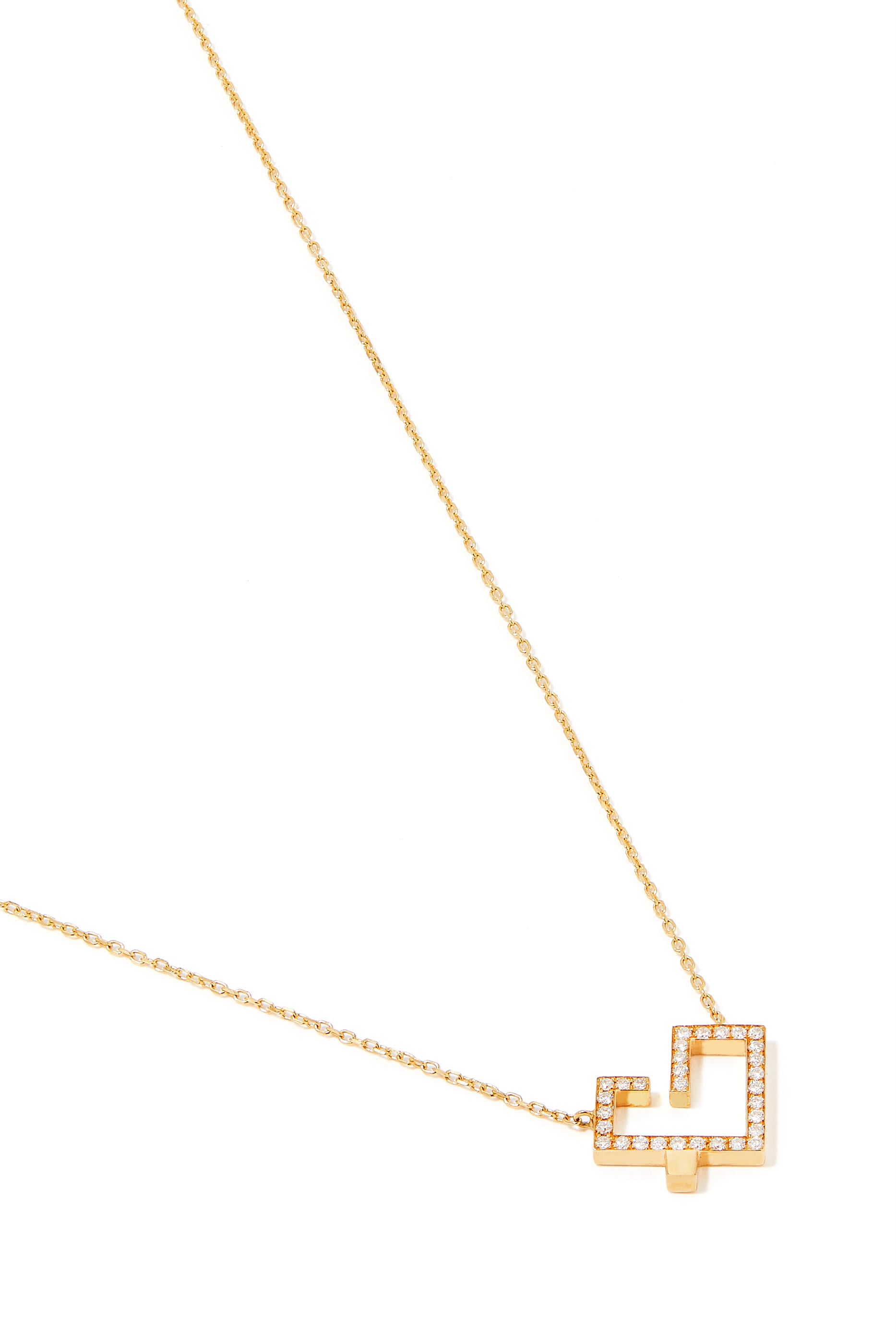 Diamond Hubb Small Necklace with Gold Dot, Yellow Gold