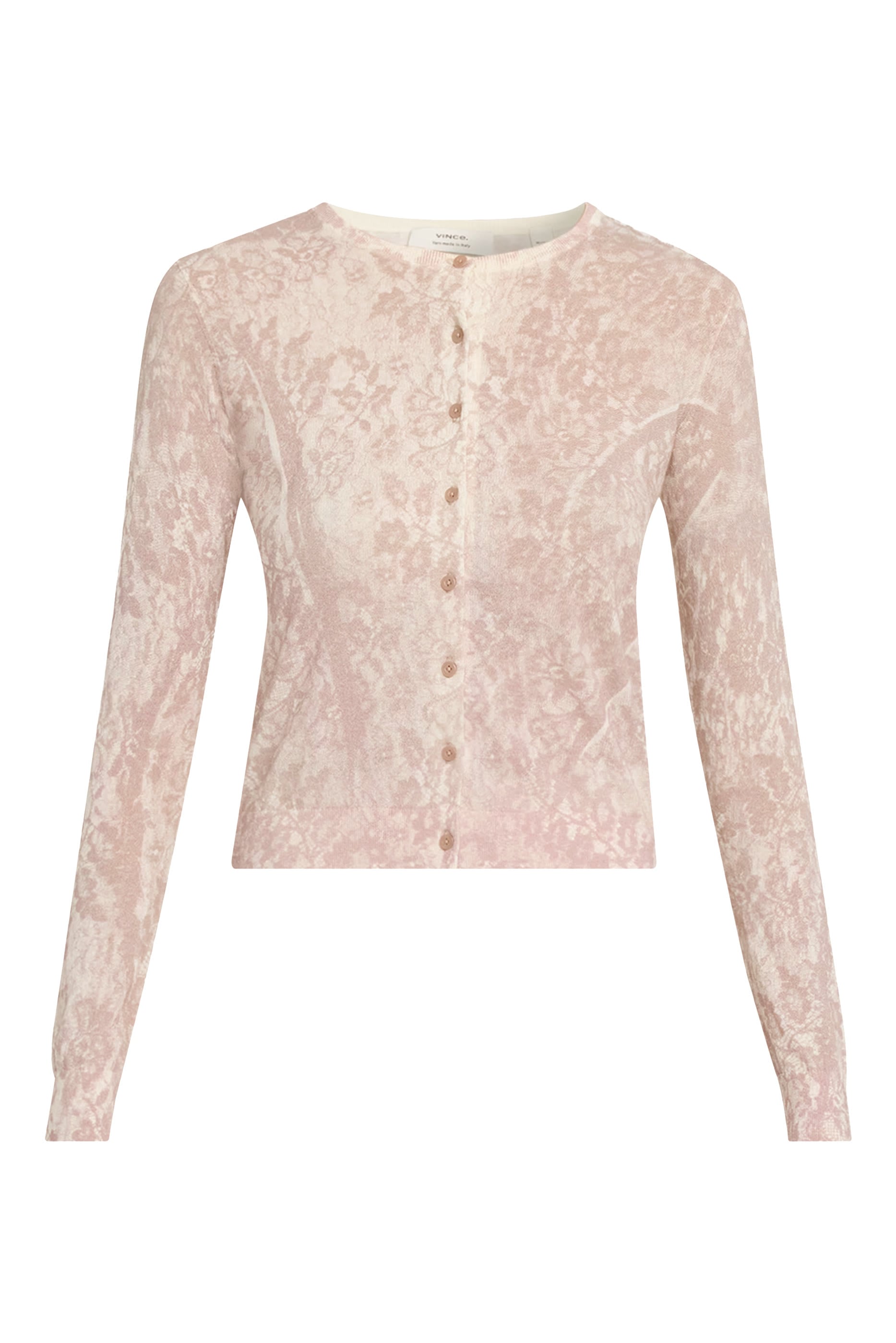Lace-Print Italian Cotton-Blend Cardigan