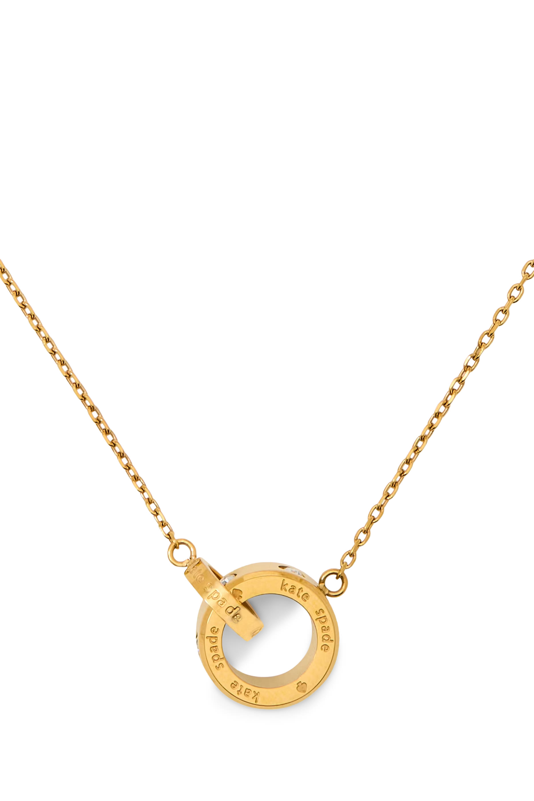 Set in Stone Interlink Pendant, Plated Metal, Stainless Steel & Cubic Zirconia, Glass Stone