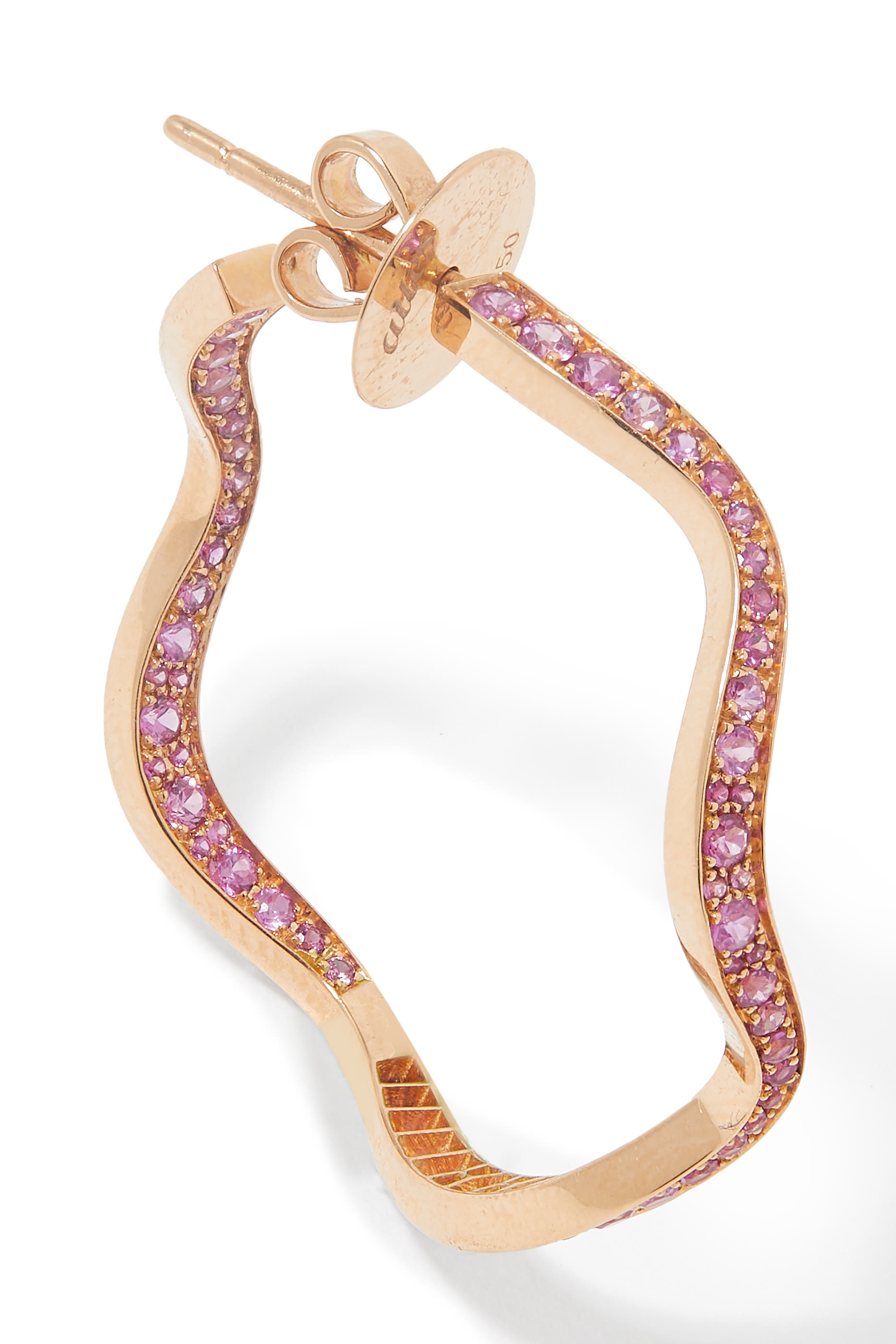  Wave Earrings, 18K Rose Gold & Pink Sapphires