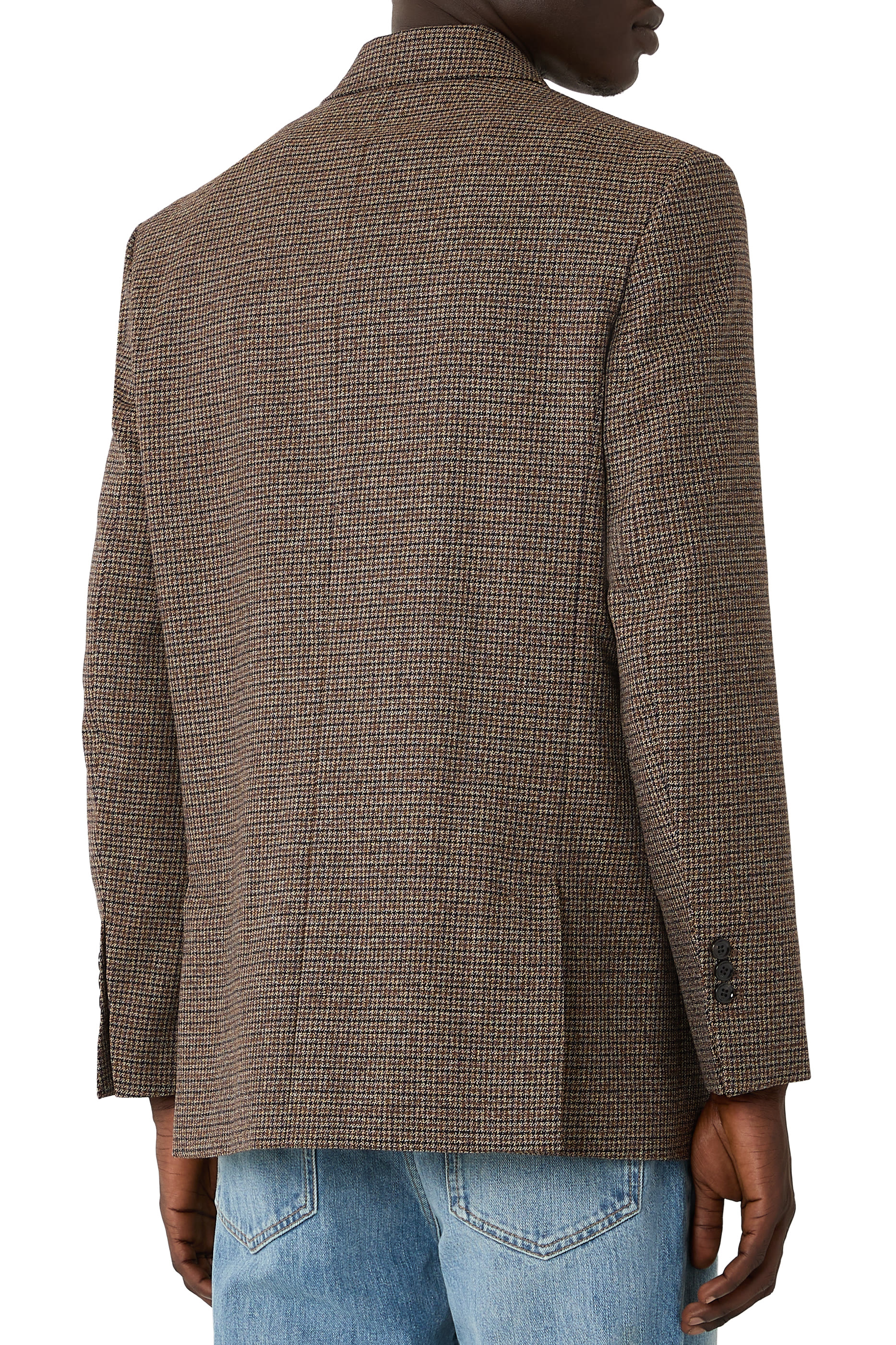 Double-Breasted Houndstooth Wool Blazer