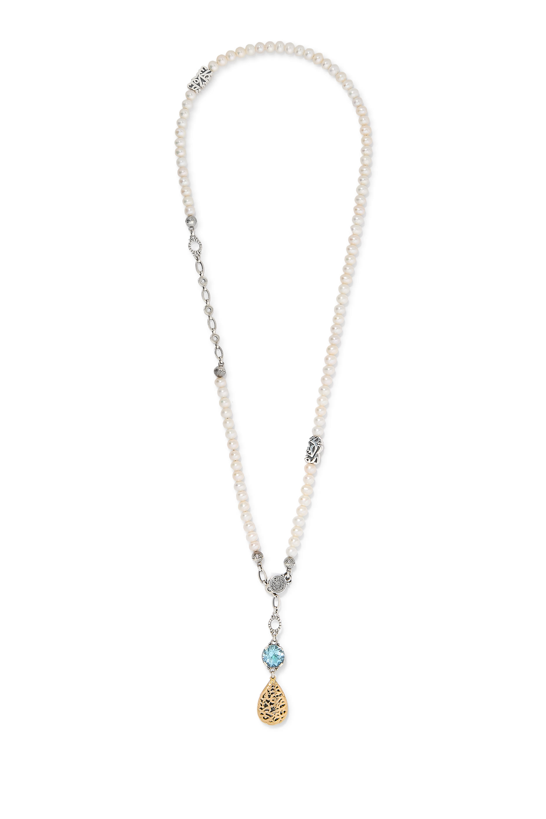 Endearment Multi-Way Necklace, 18K Yellow Gold with Sterling Silver, Topaz & Pearls