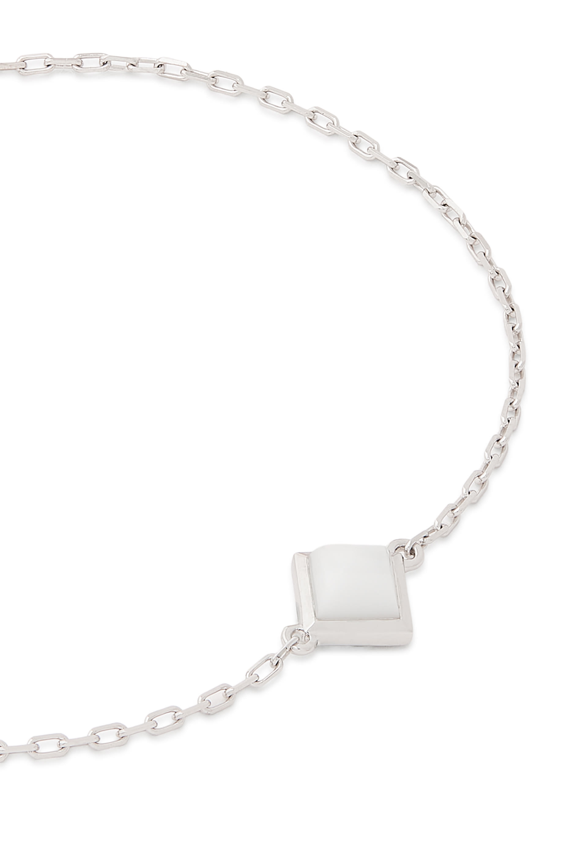 Cleo Pyramid Bracelet, 18k White Gold & White Agate