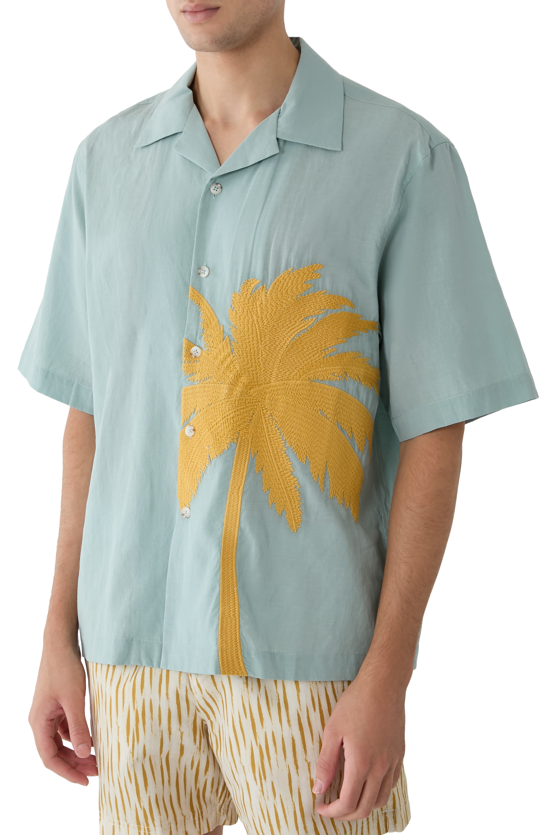 Island Embroidery Bowling Shirt