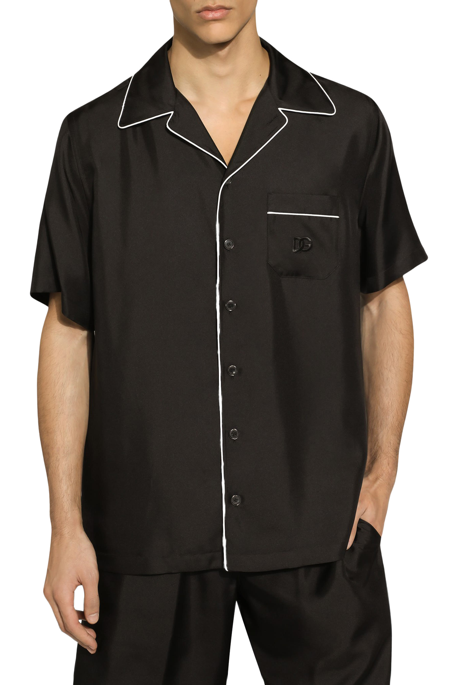 Silk Twill Shirt with DG Embroidery