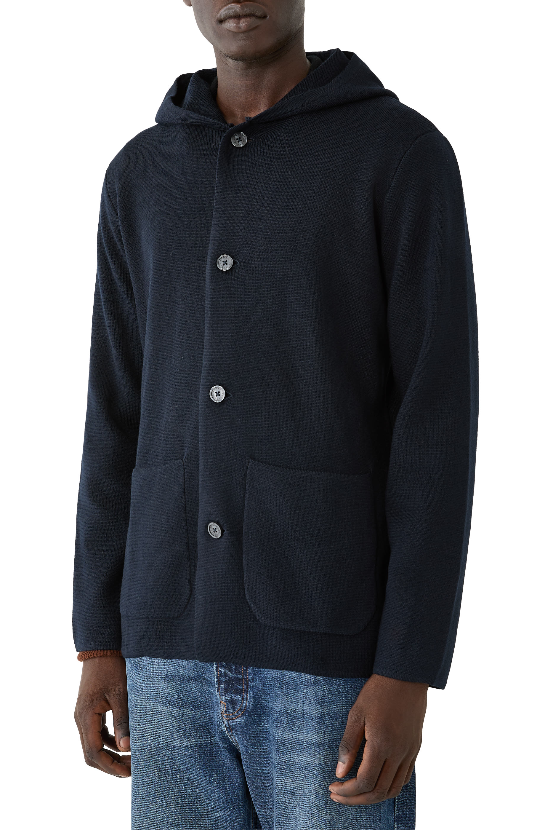Buttoned Hood Cardigan