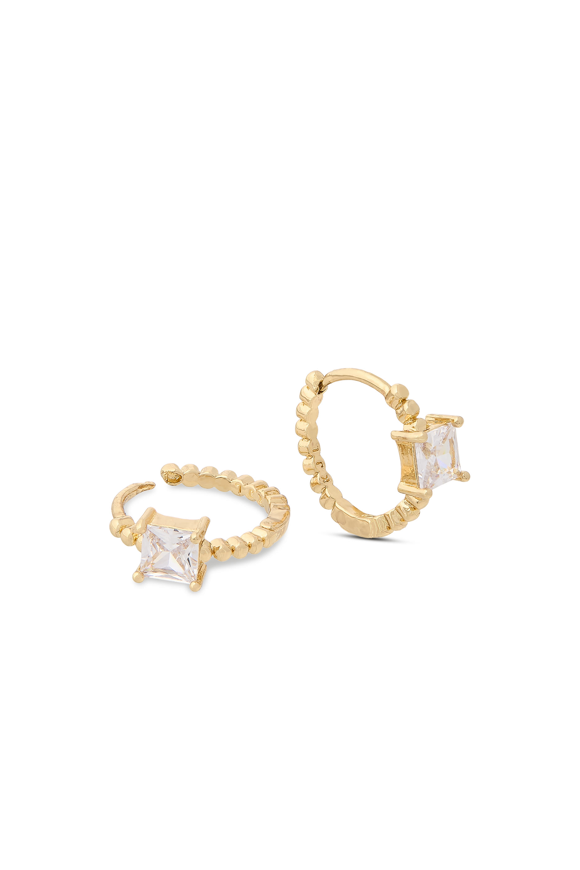 Princess On Ball Hoop Earrings, Cubic Zirconia