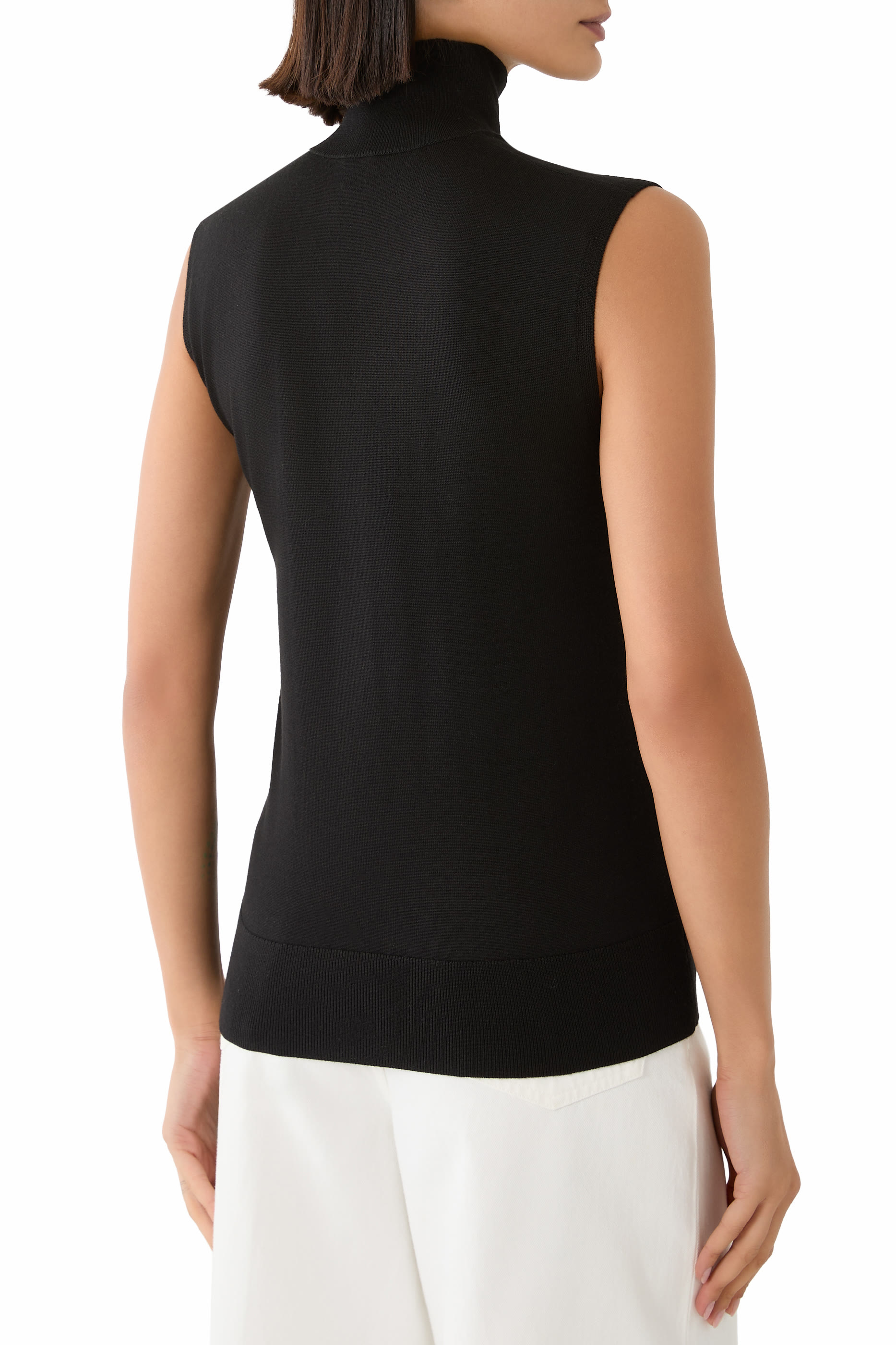Sleeveless Fine Turtleneck Top