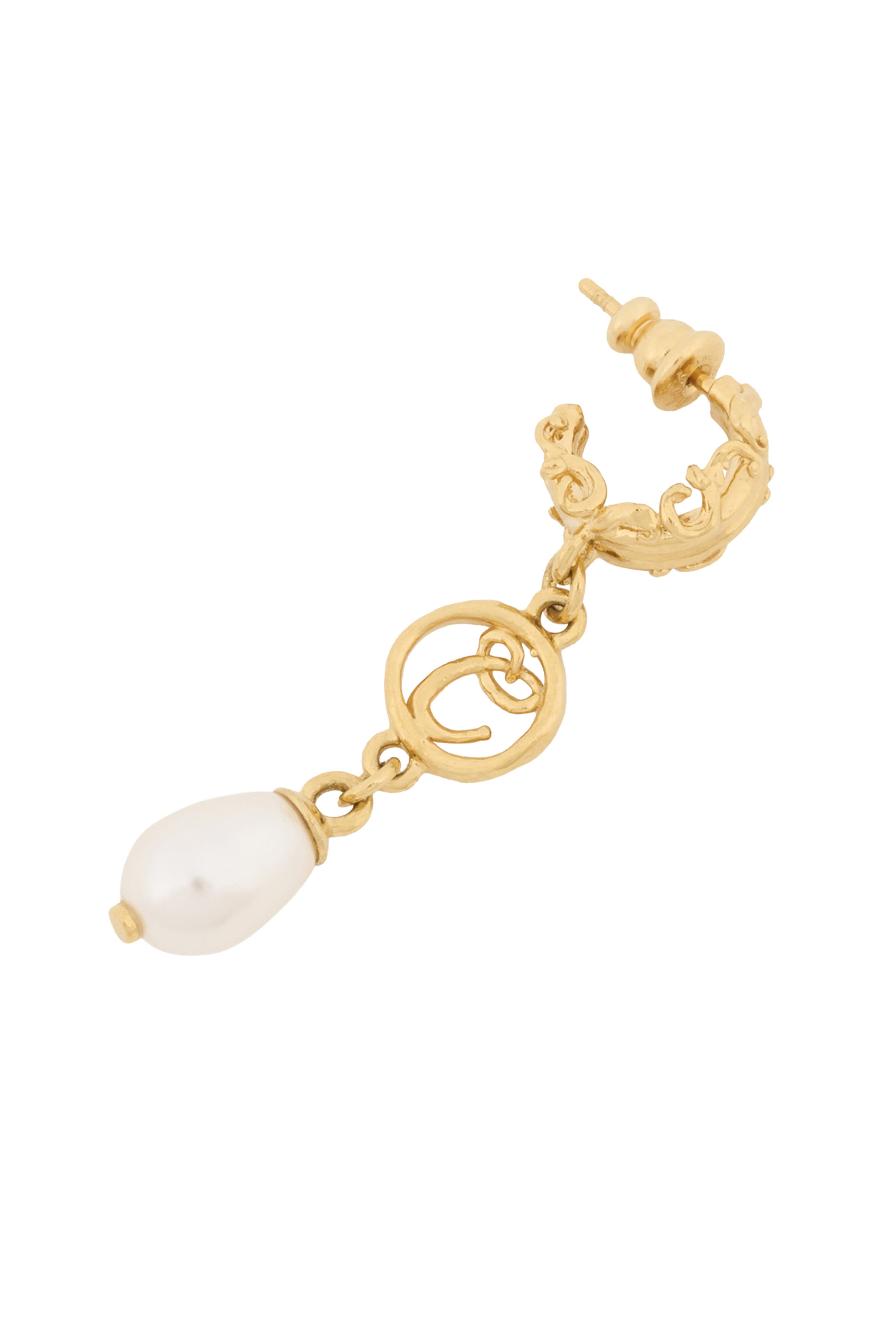 Classy Earrings, Brass & Glass Pearl