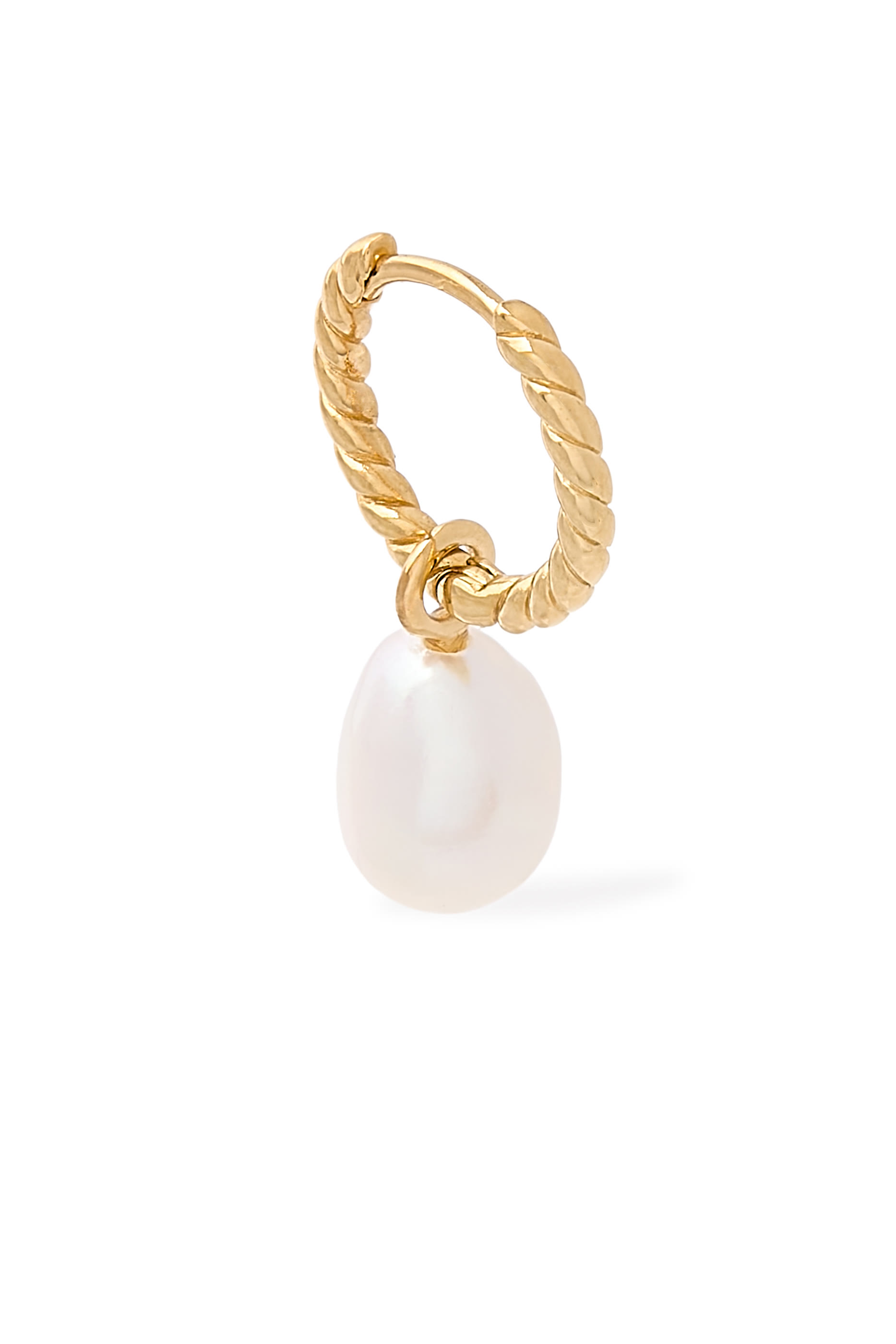 Pearl Twisted Small Drop Hoop Earrings, 18K Gold Plated Vermeil on Sterling Silver & Pearls