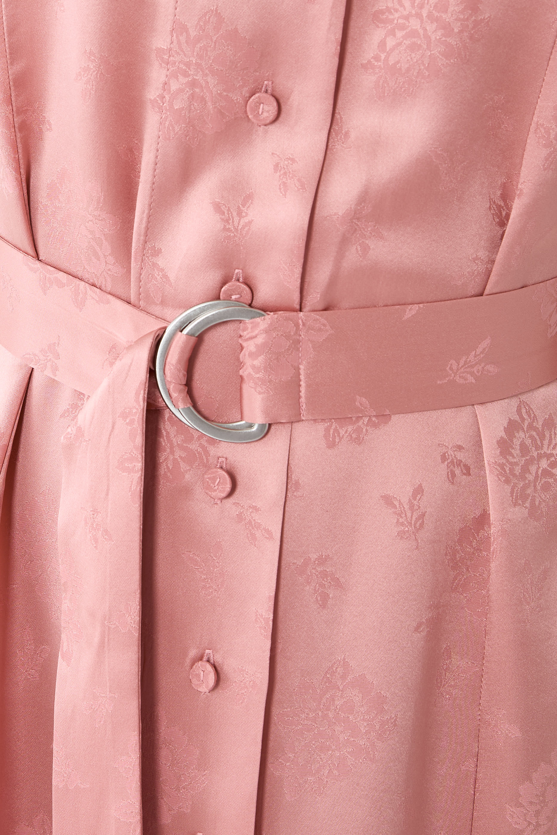 Floral Jacquard Belted Dress