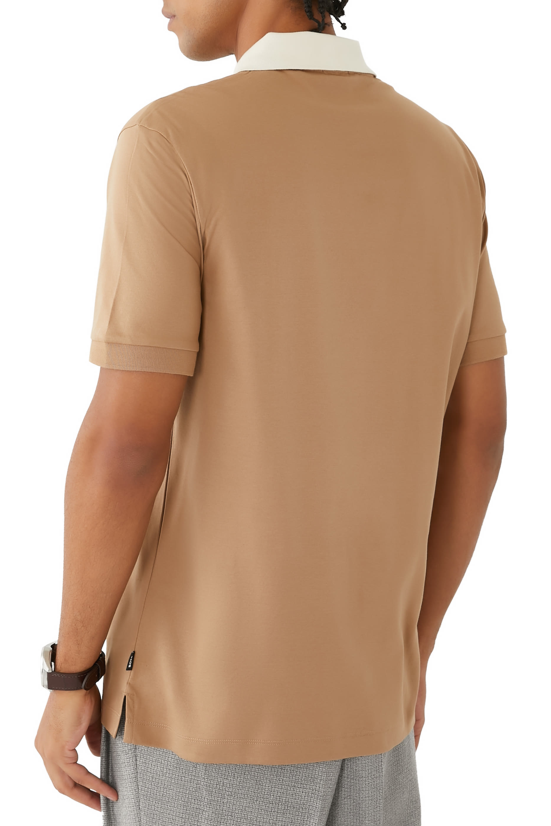 Slim Fit Polo Shirt with Collar Stripes