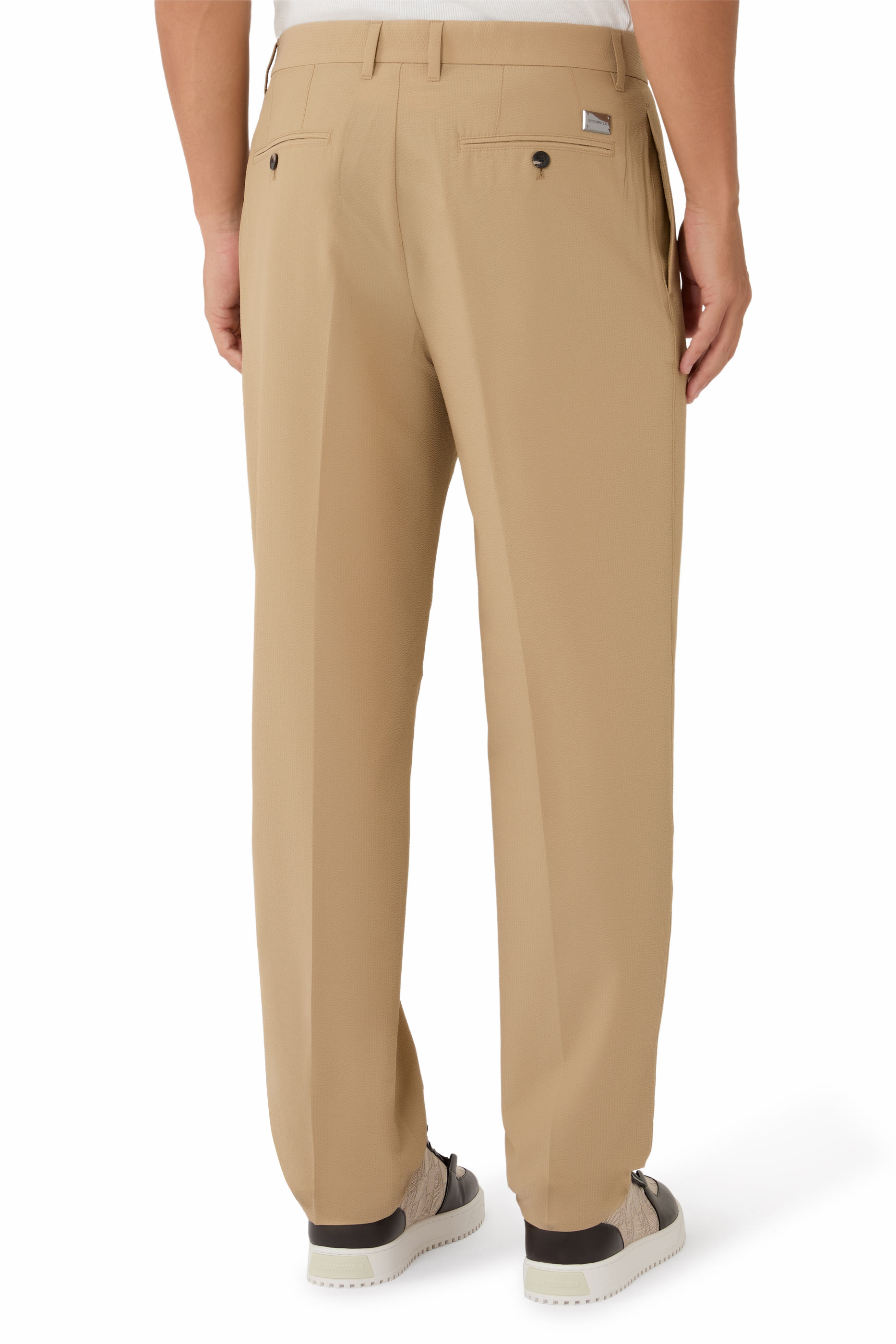 Logo Plaque Flat Front Trousers