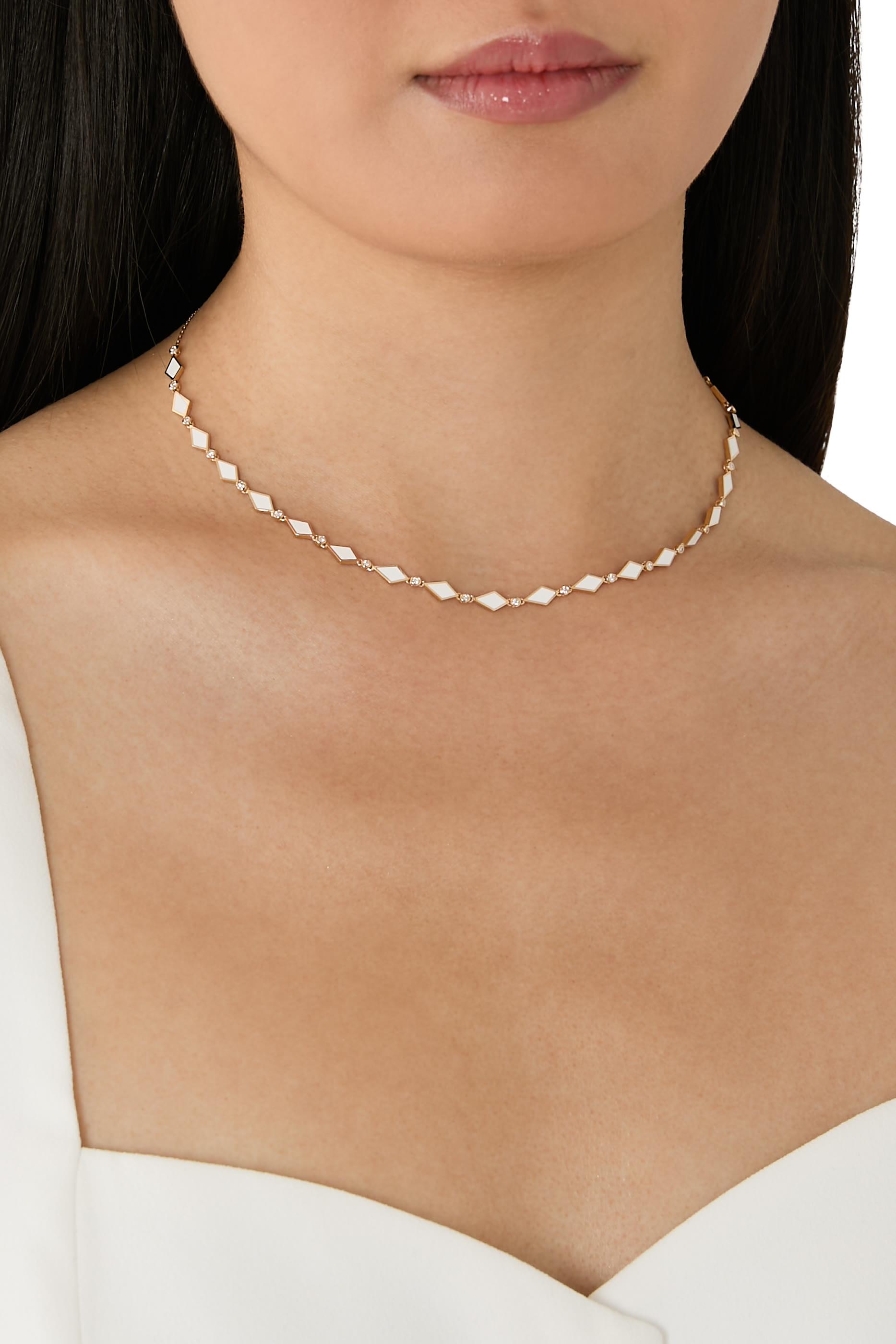 Mosaic Choker, 18K Yellow Gold with Enamel & Diamonds