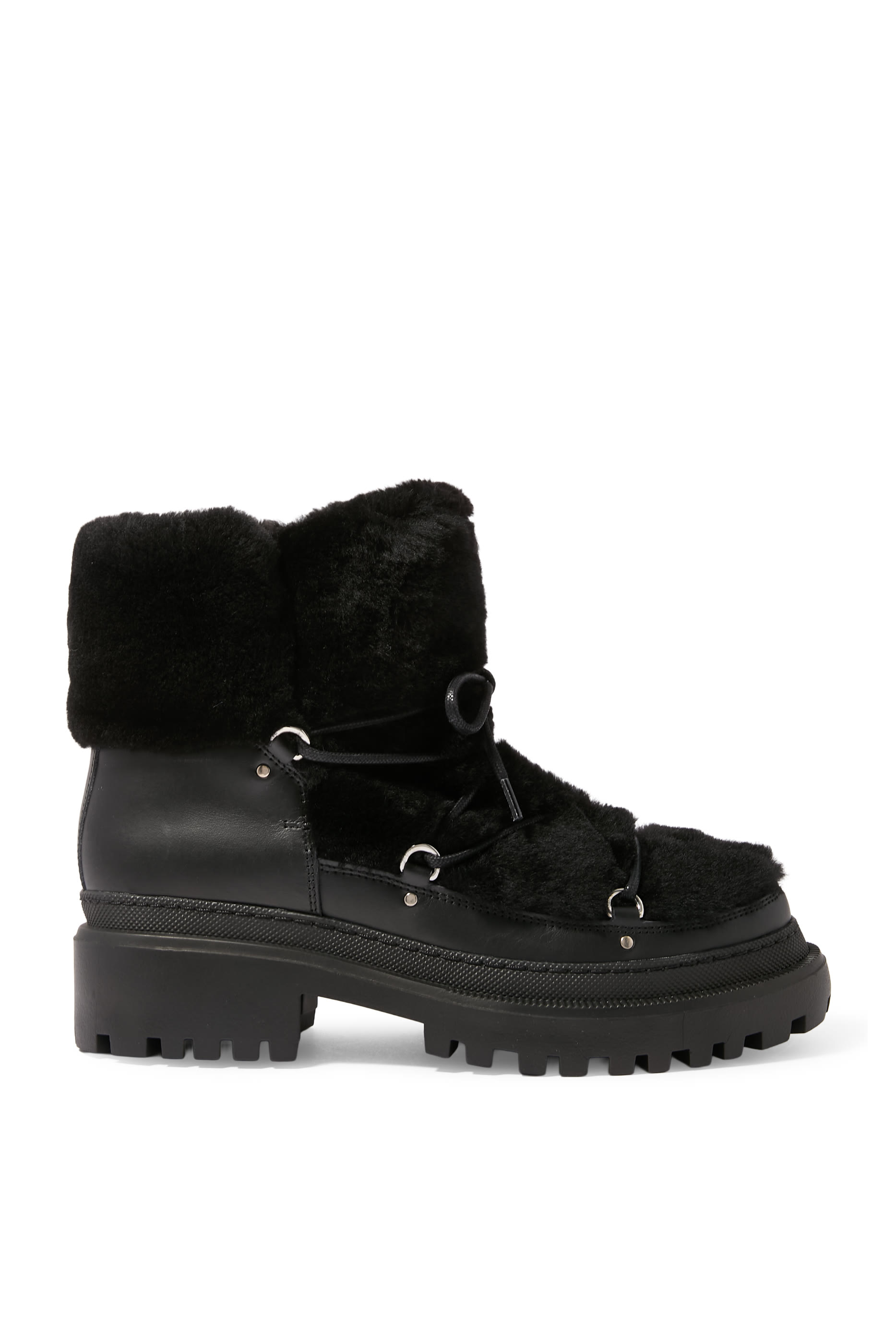  Lace-up Mid-Length Shearling Boots