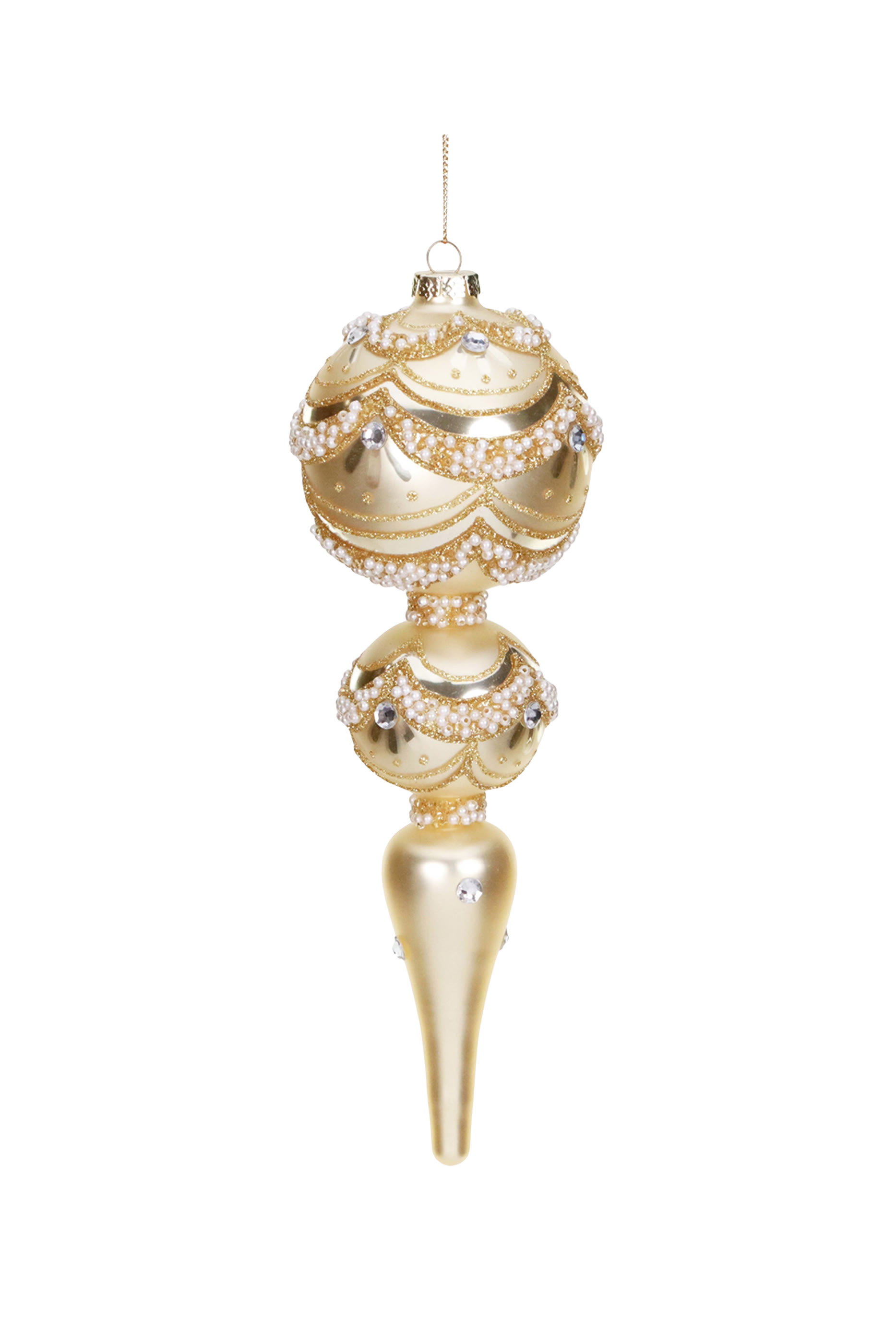Glass Pearl Scallop Finial Ornament