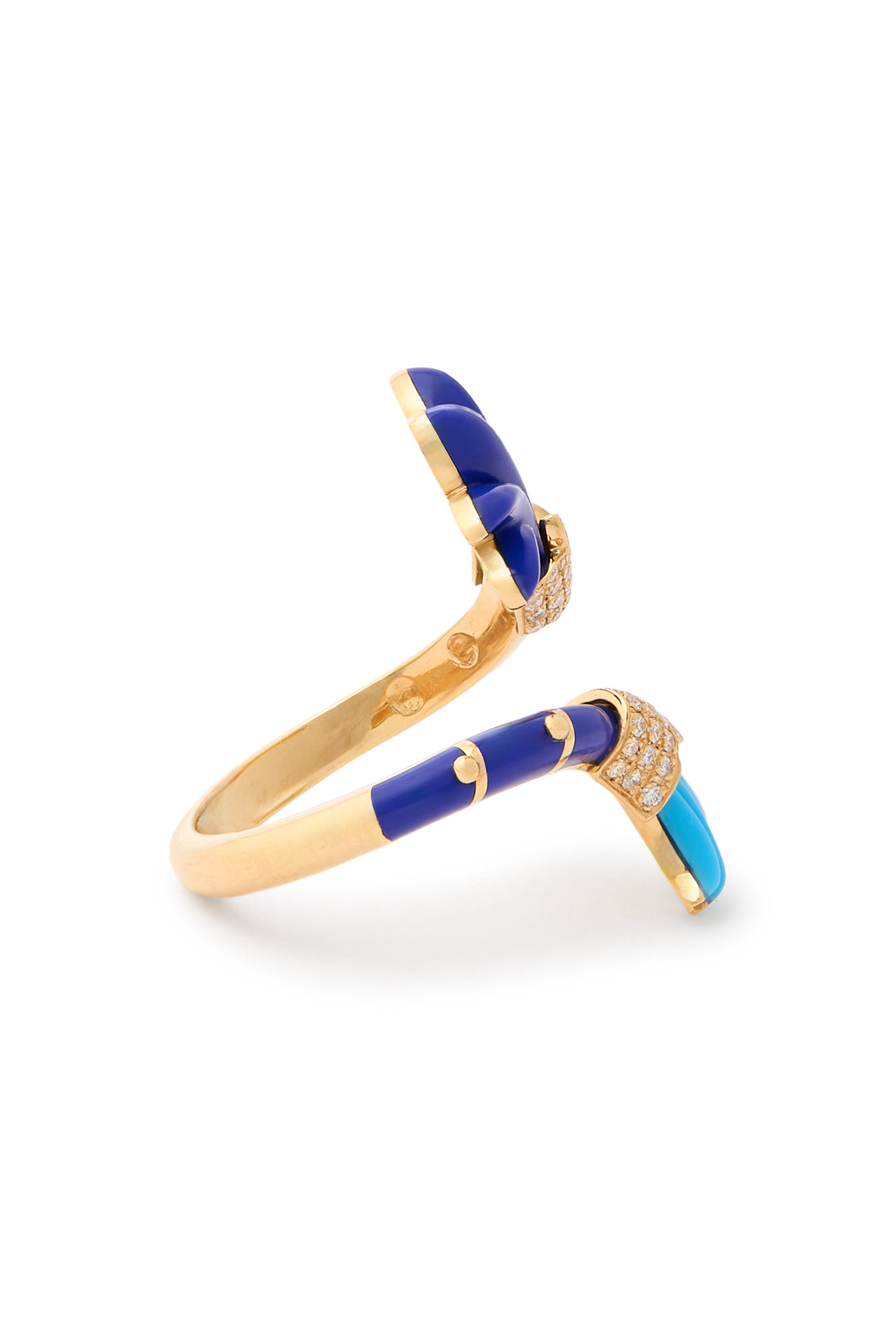 Psychedeliah Vine Diamond Ring, 18K Yellow Gold, Diamonds, Turquoise & Lapis Lazuli