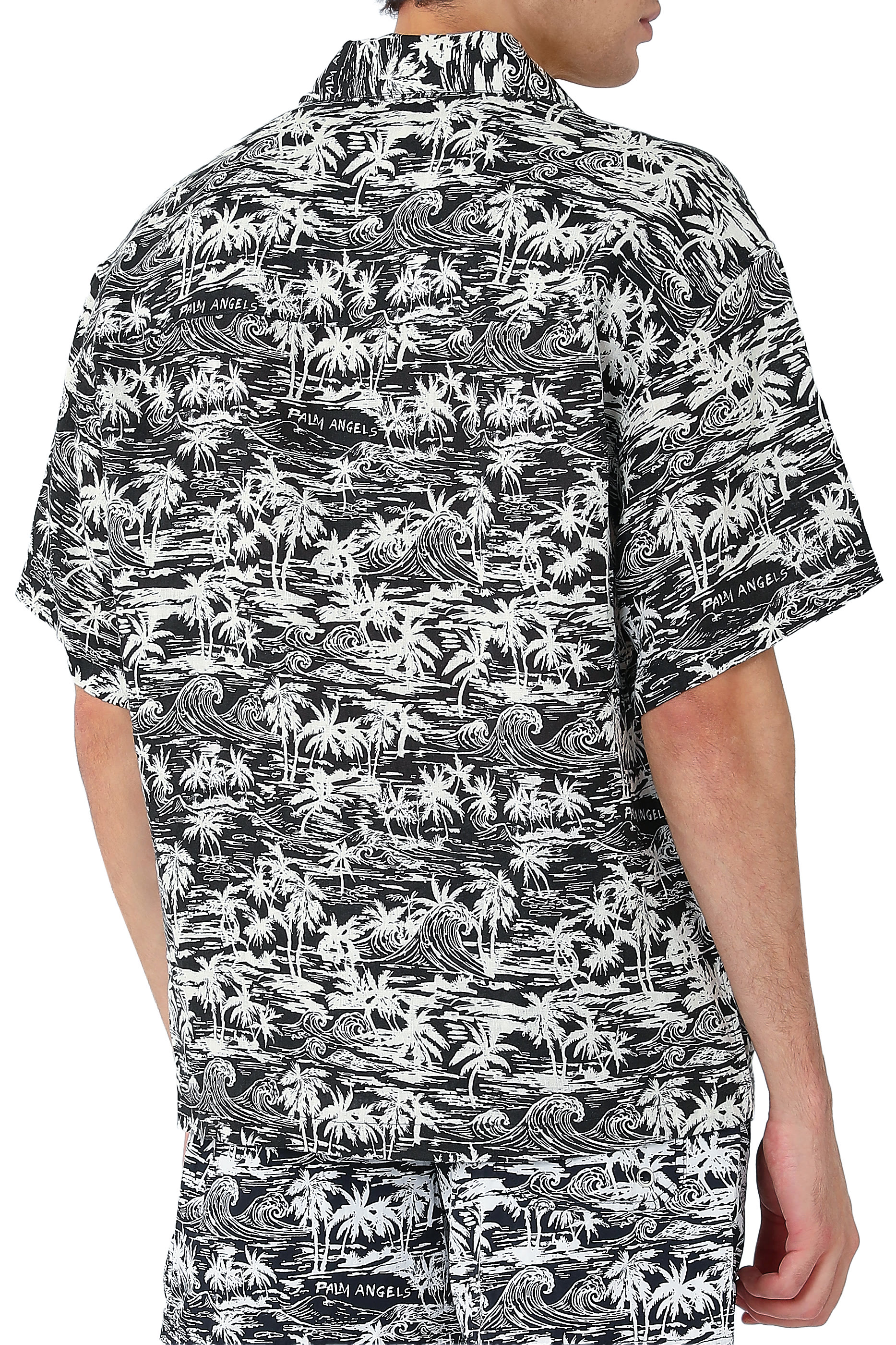 Palm Waves Linen Bowling Shirt 