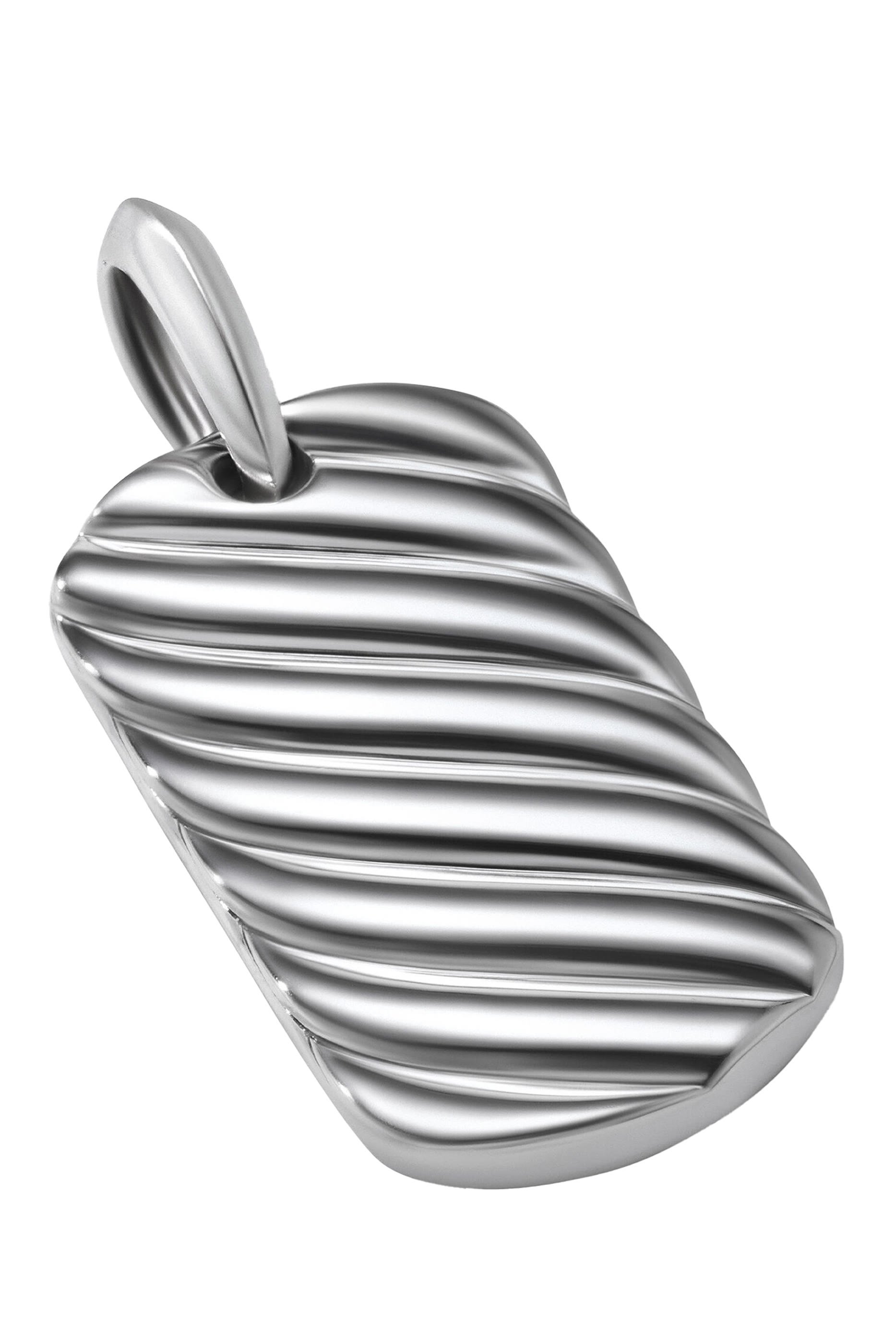 Sculpted Cable Tag, Sterling Silver