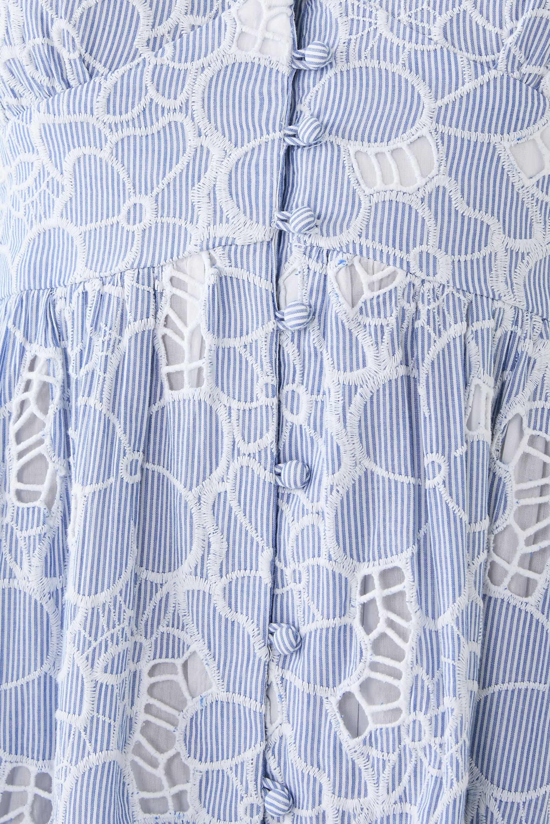 Stripe Floral Embroidered Starlight Midi Dress