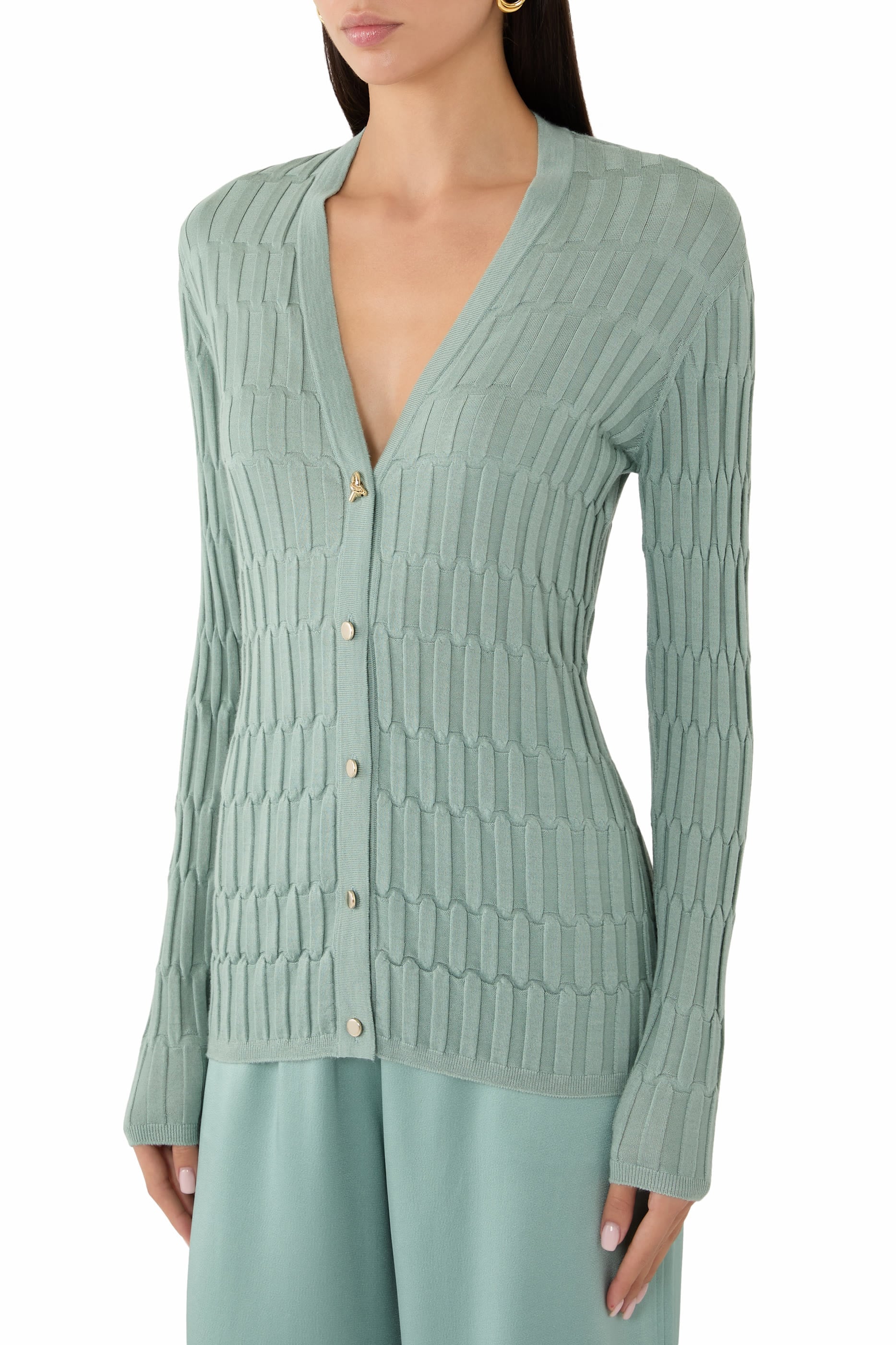 Button-Up V-Neck Cardigan
