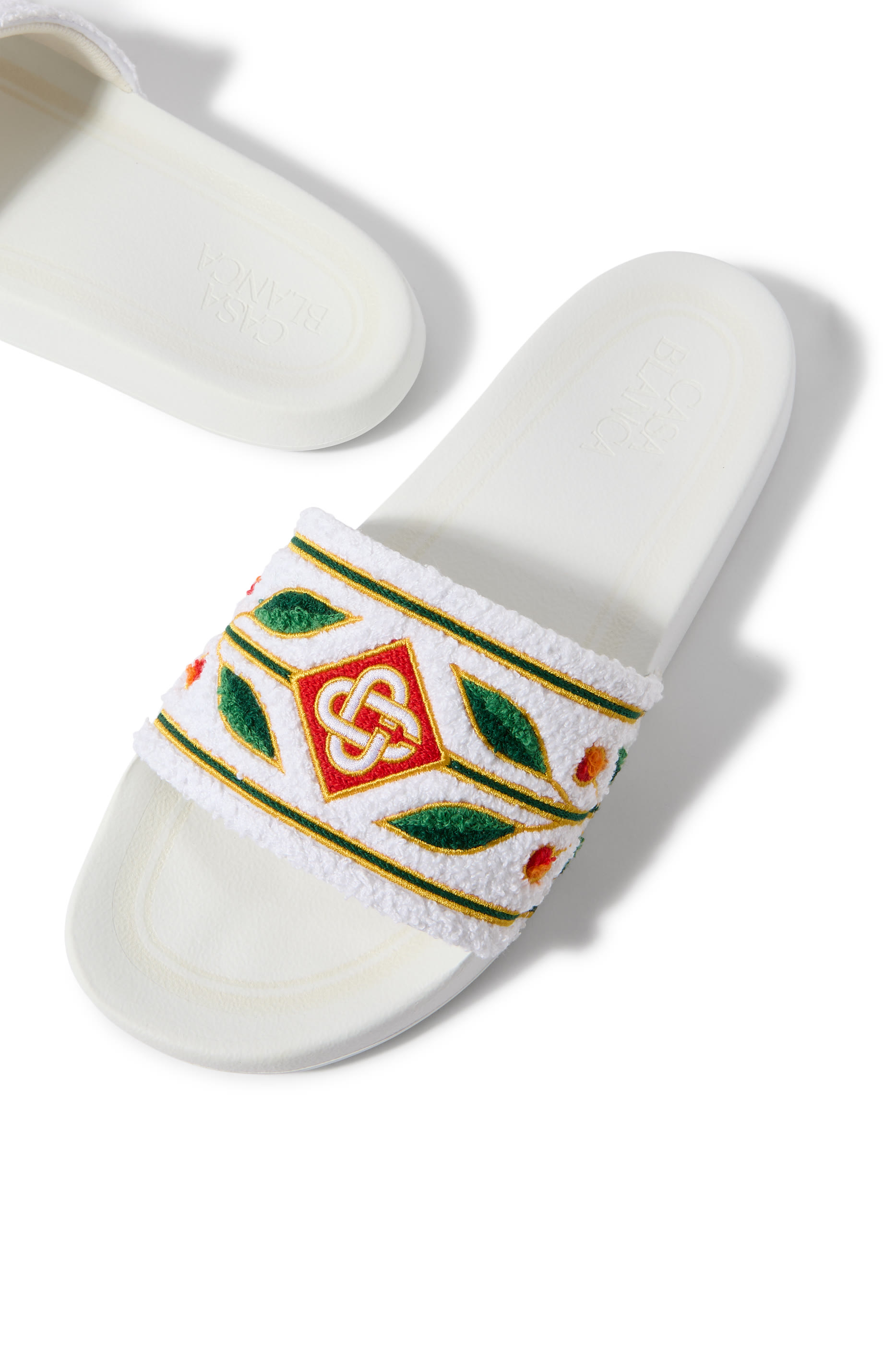 Embroidered Terry Slides