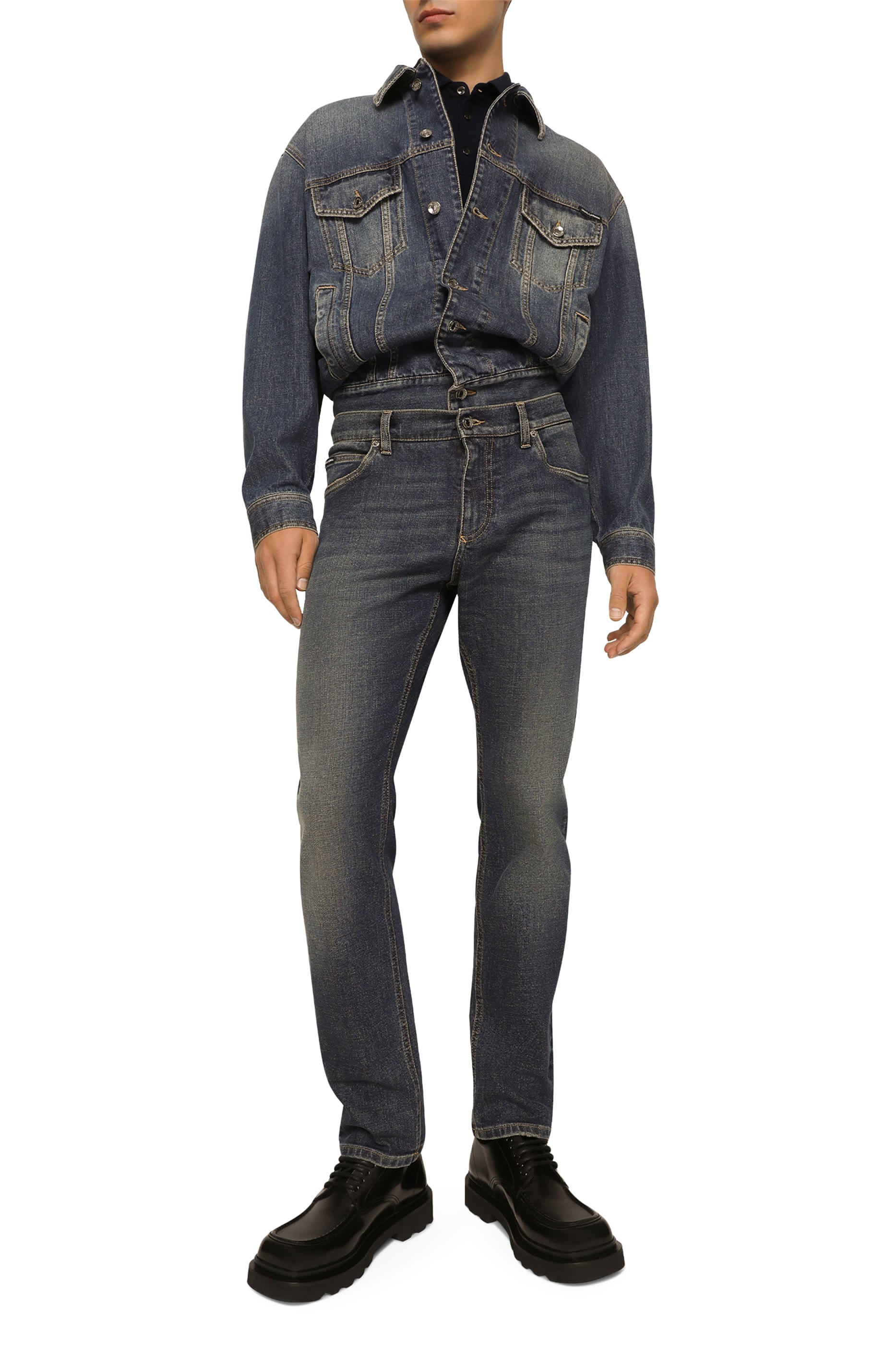 Regular-Fit Washed Stretch Jeans