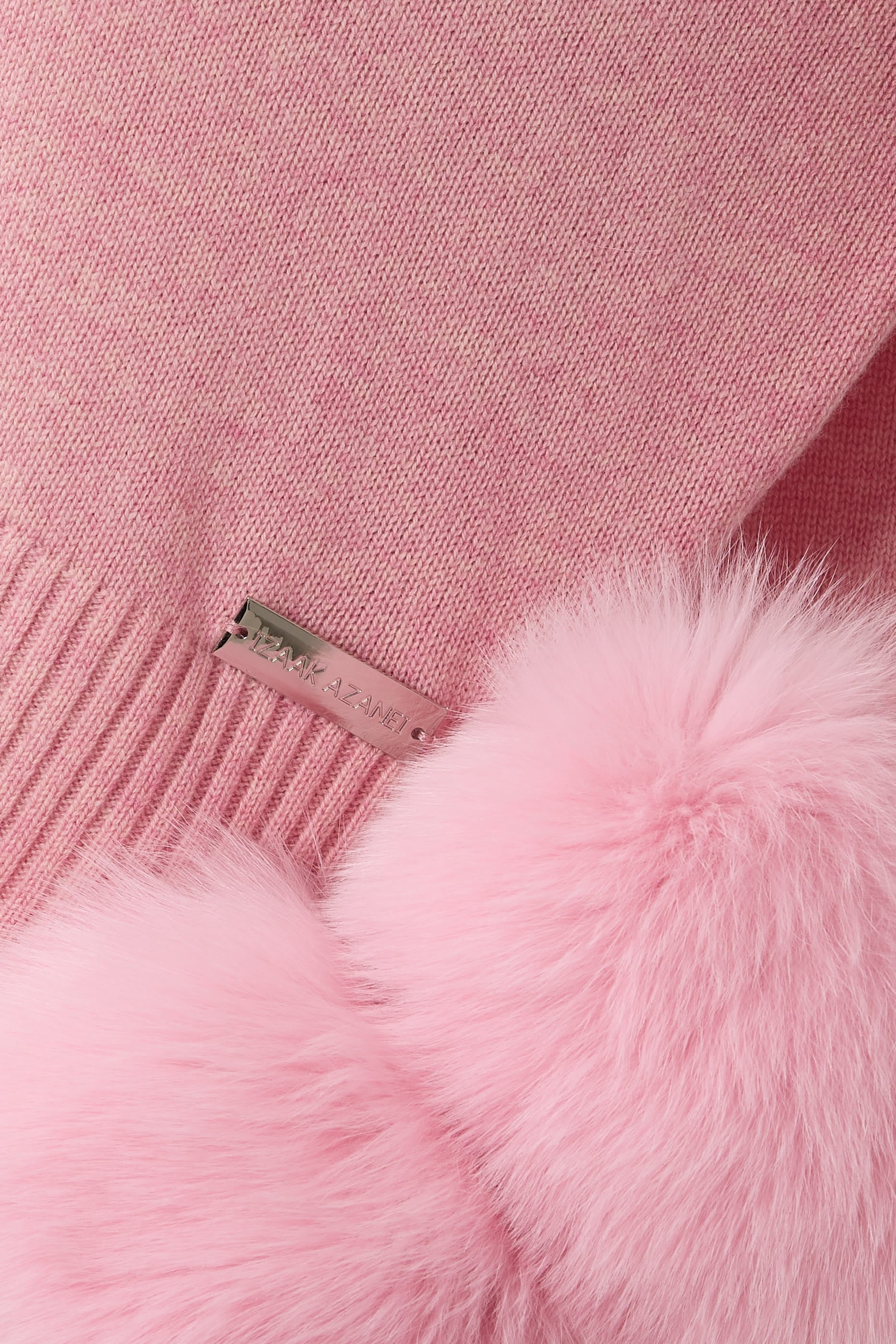 Cropped Roll Neck Sweater with Double Ring Fox Cuffs 