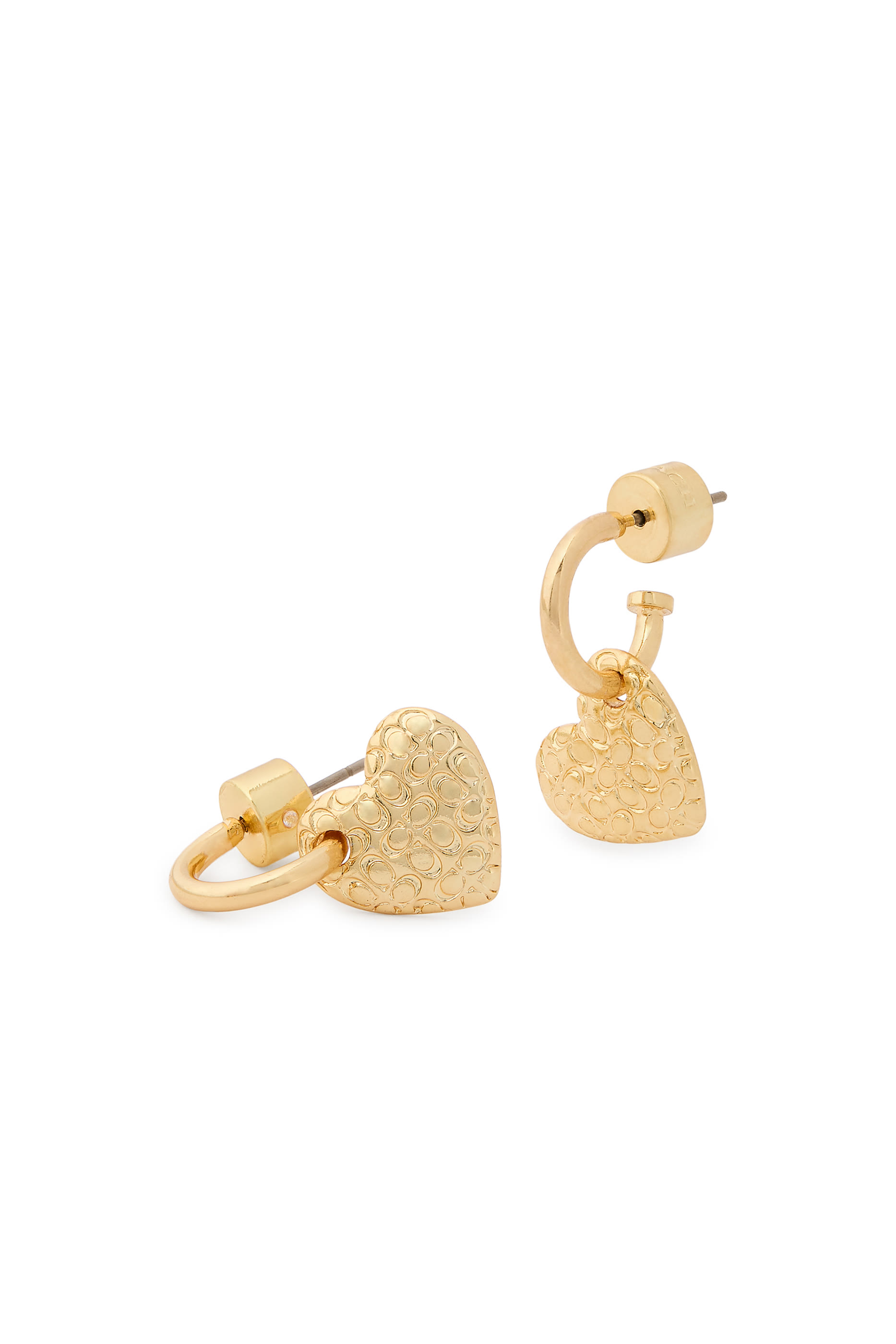 Textured Hearts Huggie Drop Earrings
