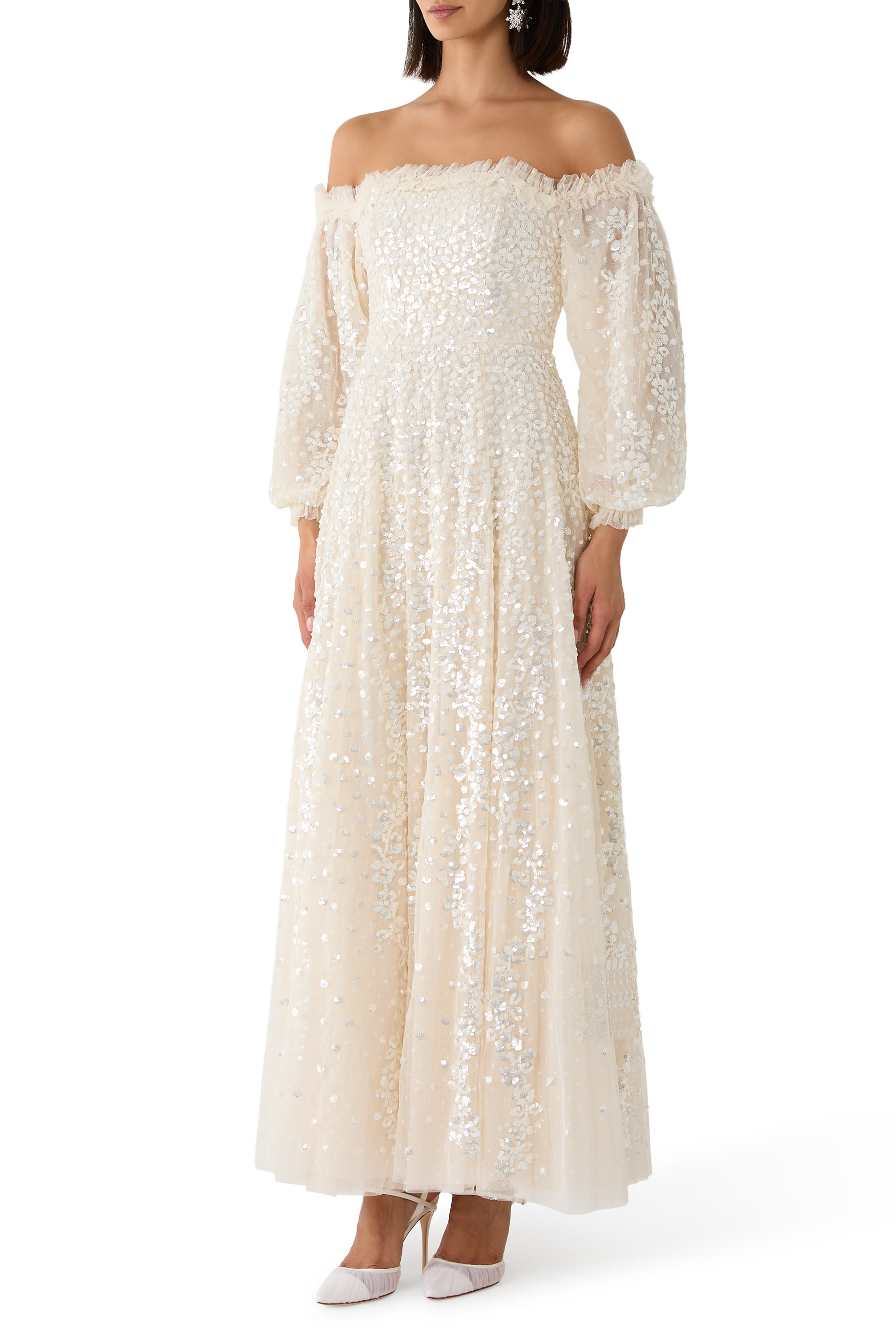 Confetti Gloss Off-Shoulder Gown