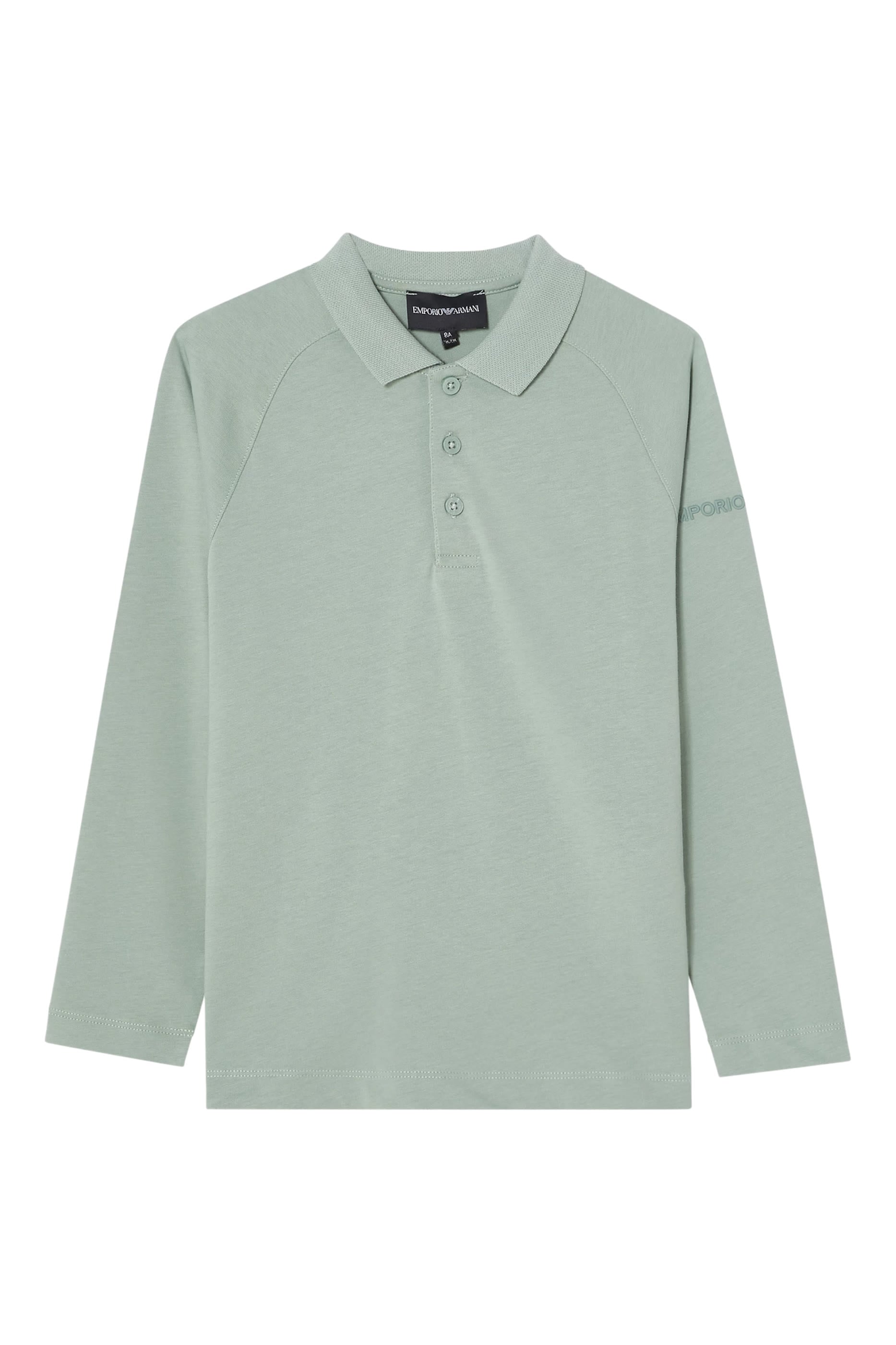 Kids Text Logo Long-Sleeve Polo Shirt