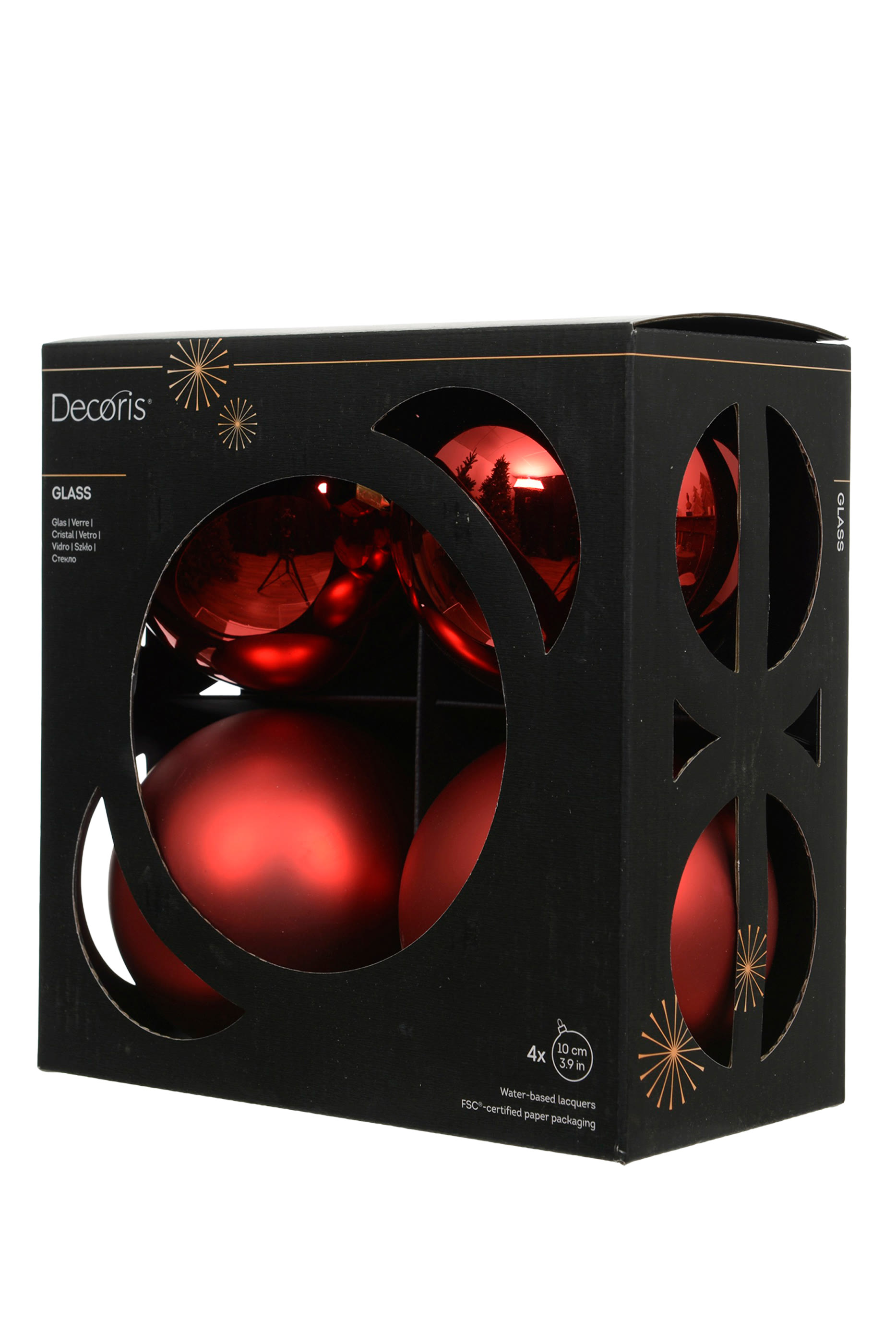  Baubles Glass Shiny-Matt Mix, Set of 4