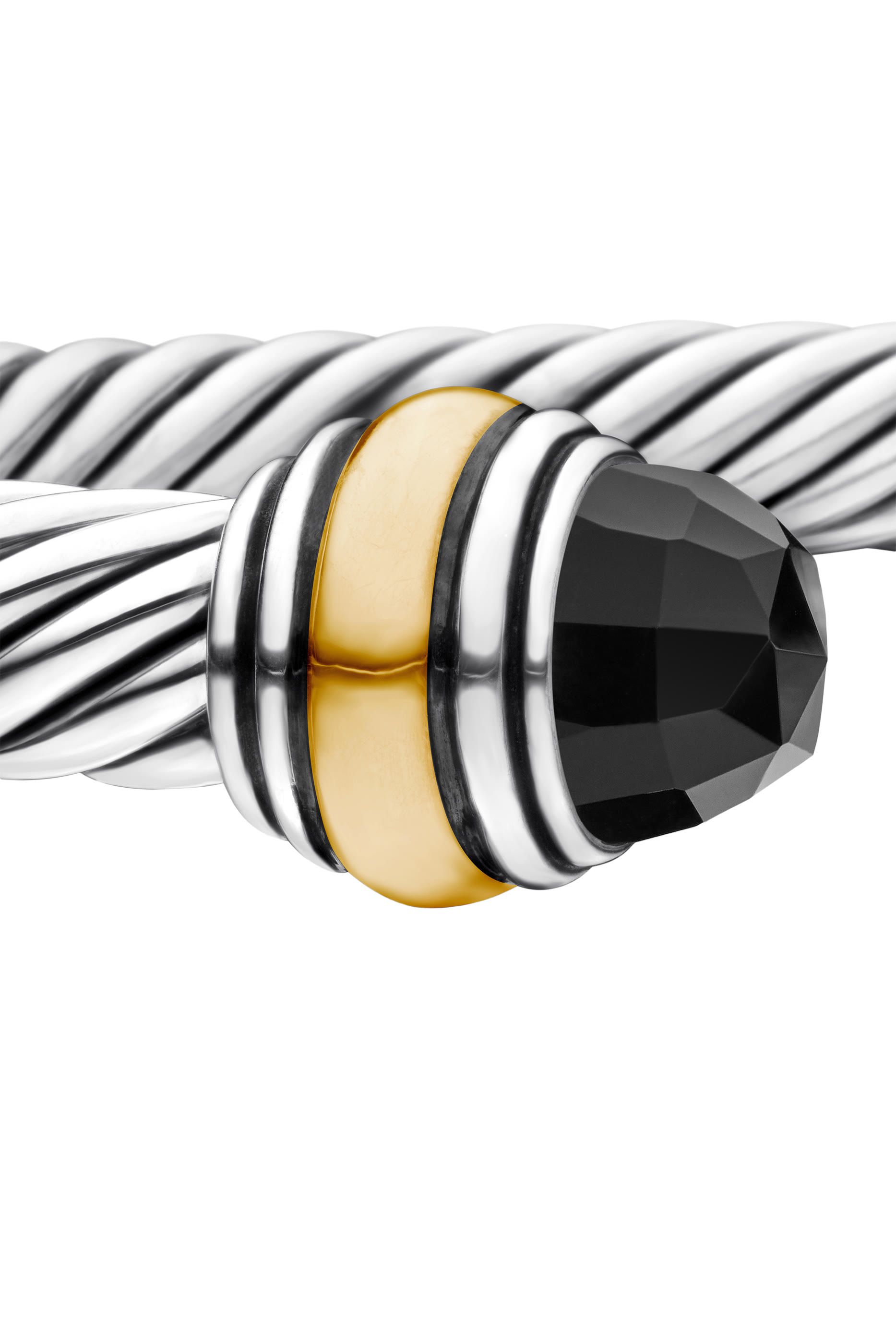  Classic Cable Bracelet, Sterling Silver with 14K Yellow Gold and Black Onyx 