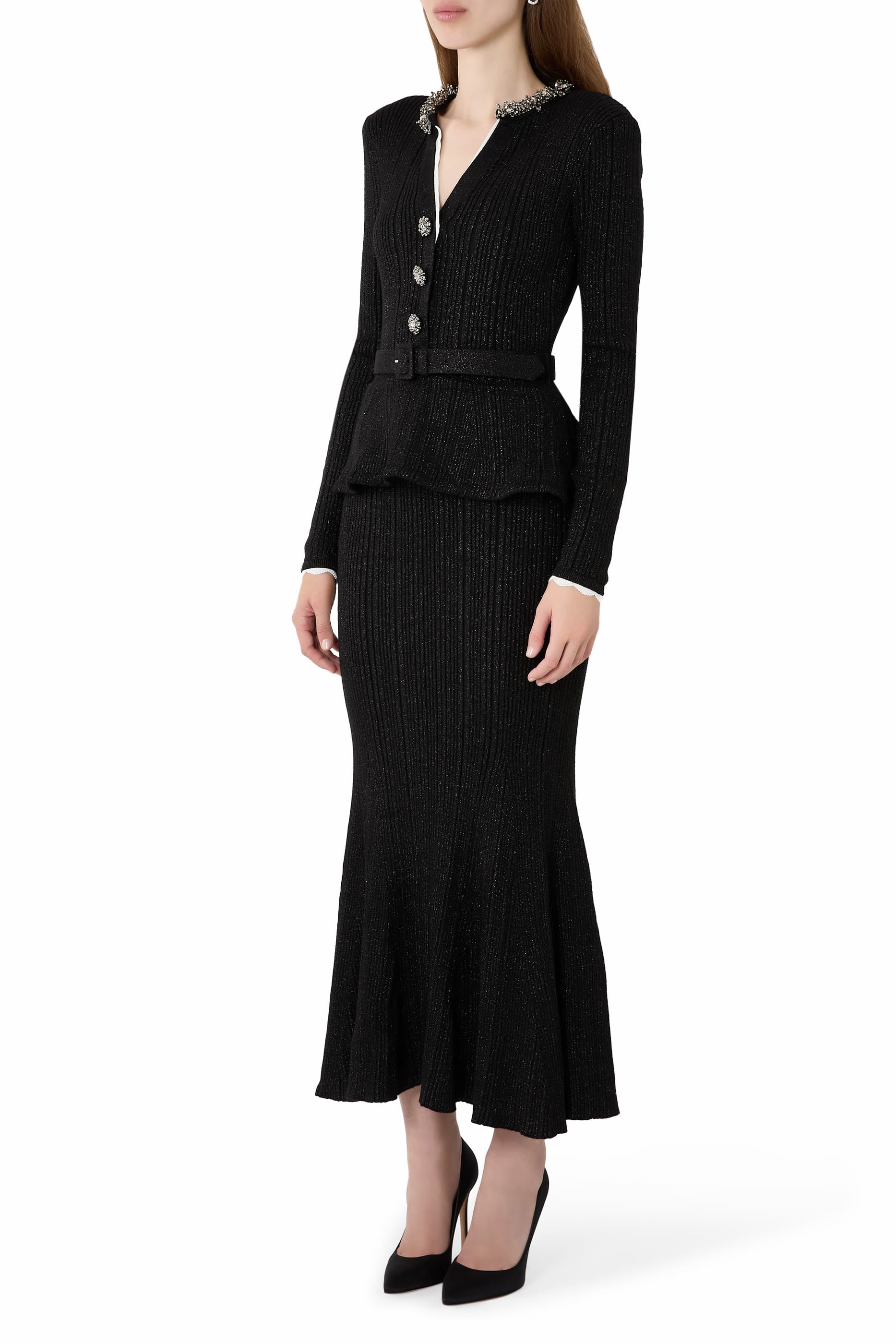 Lurex Rib Knit Midi Dress