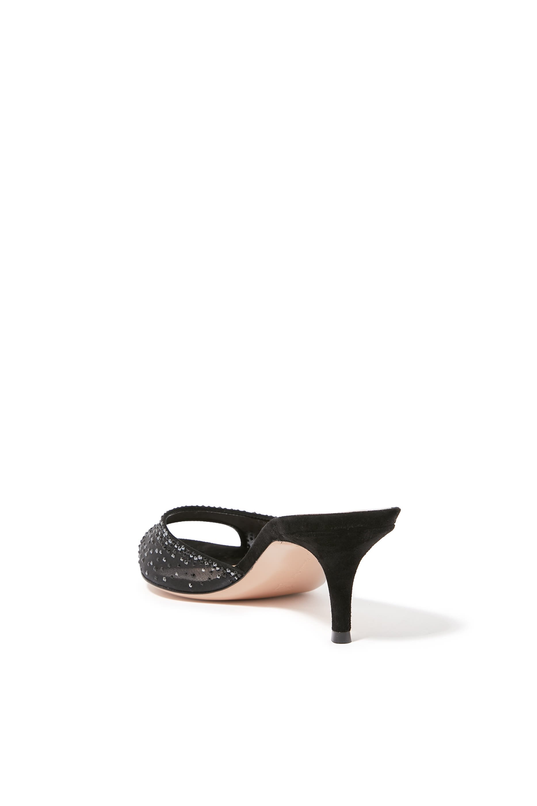 Rania 55 Suede Organza Embellished Mules