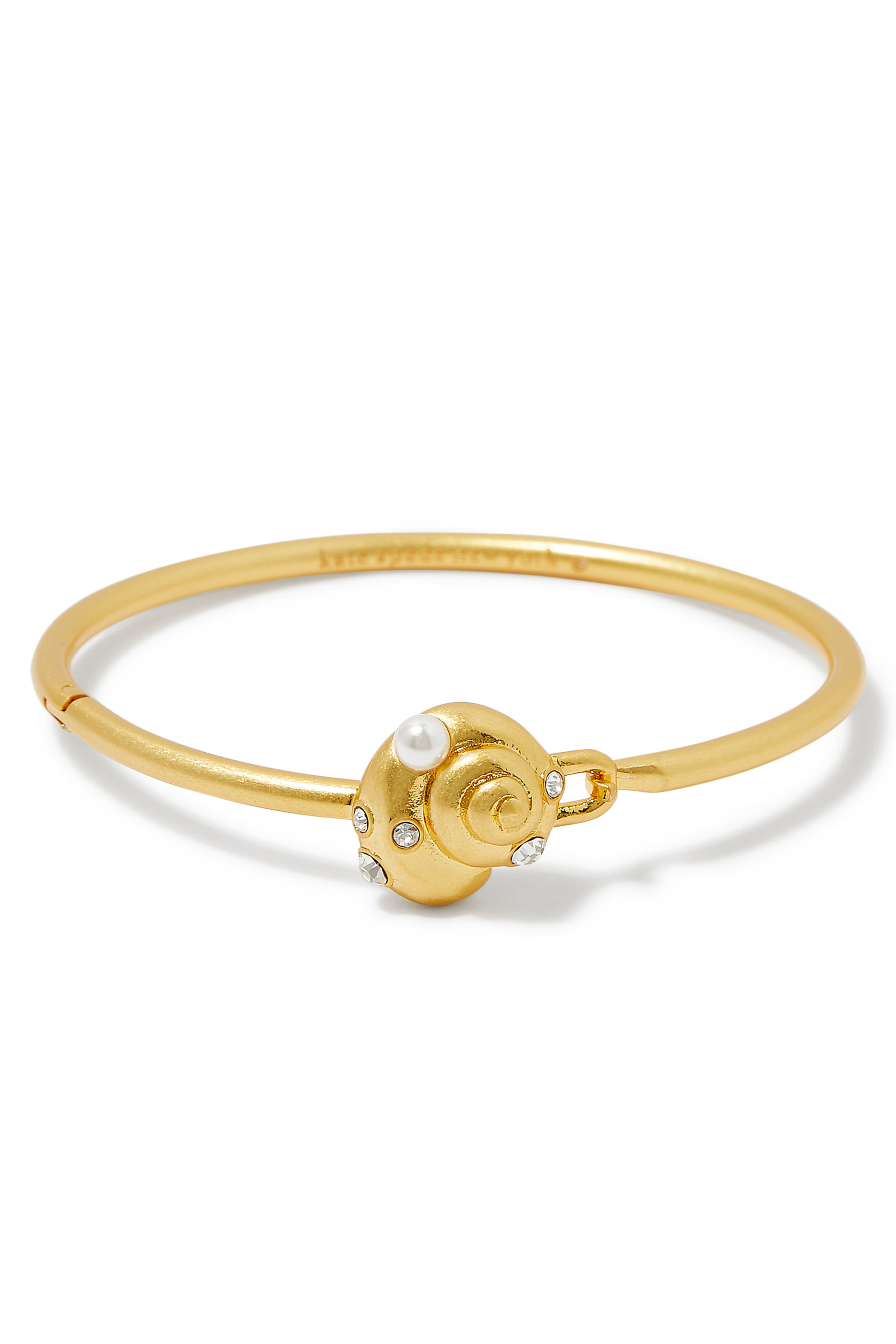 Beachside Bangle, Plated Metal & Cubic Zirconia, Glass Stone, Glass Pearl