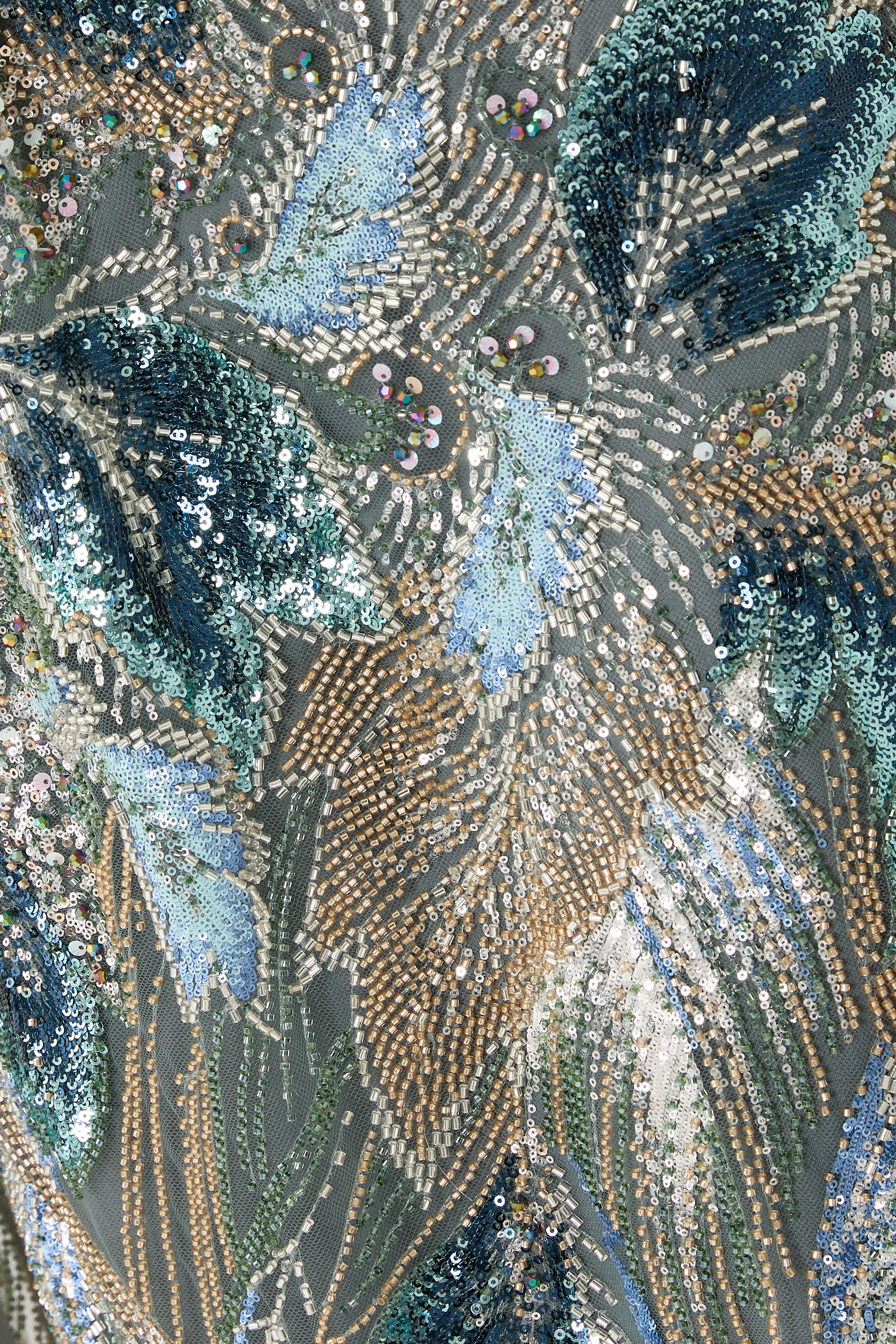 Beaded Cape Sleeves Gown