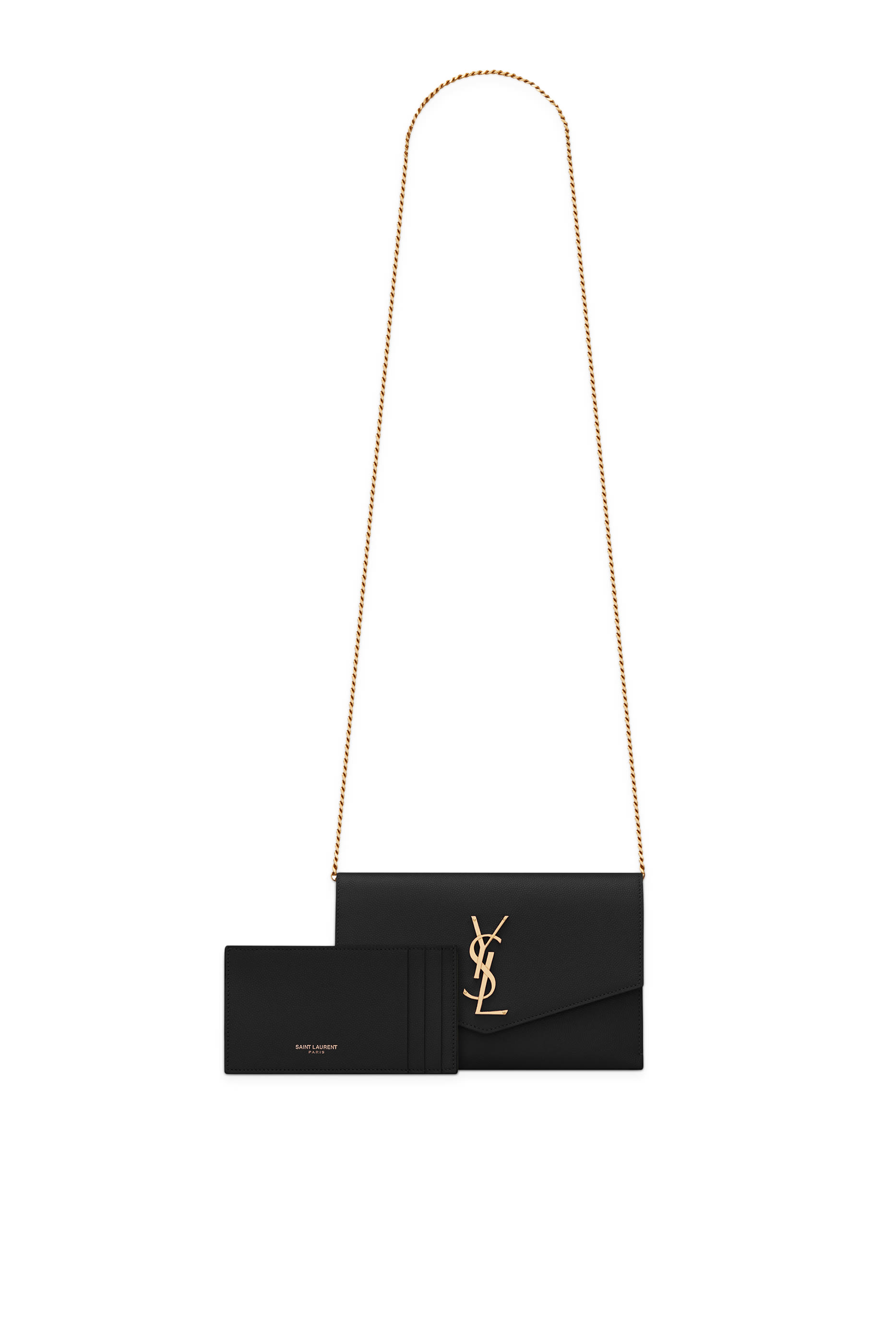 Uptown Chain Wallet In Grain De Poudre Embossed Leather 