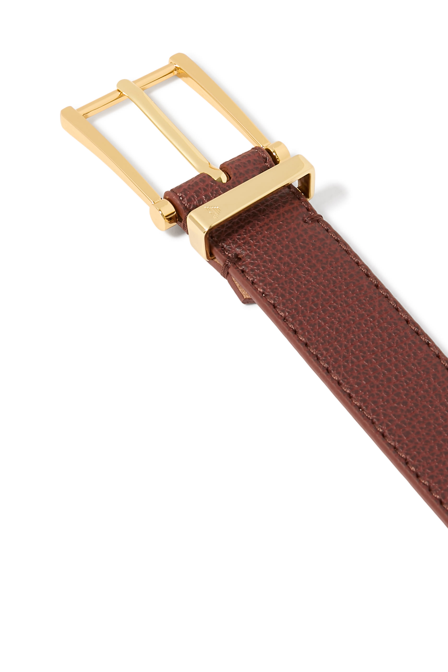 Textured Leather Tongue Belt 