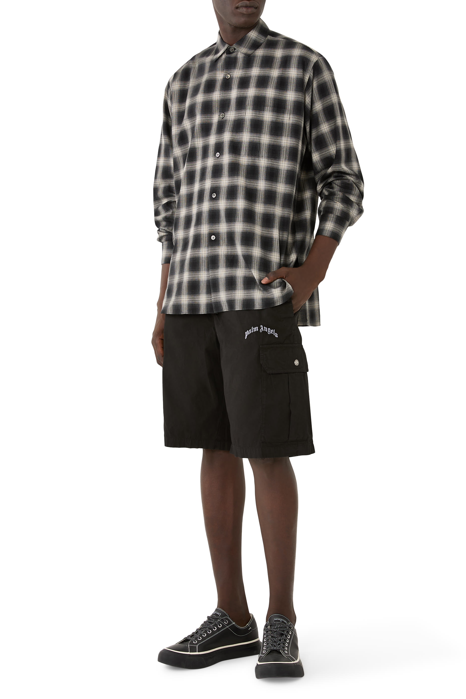 Curved Logo Loose Cargo Shorts