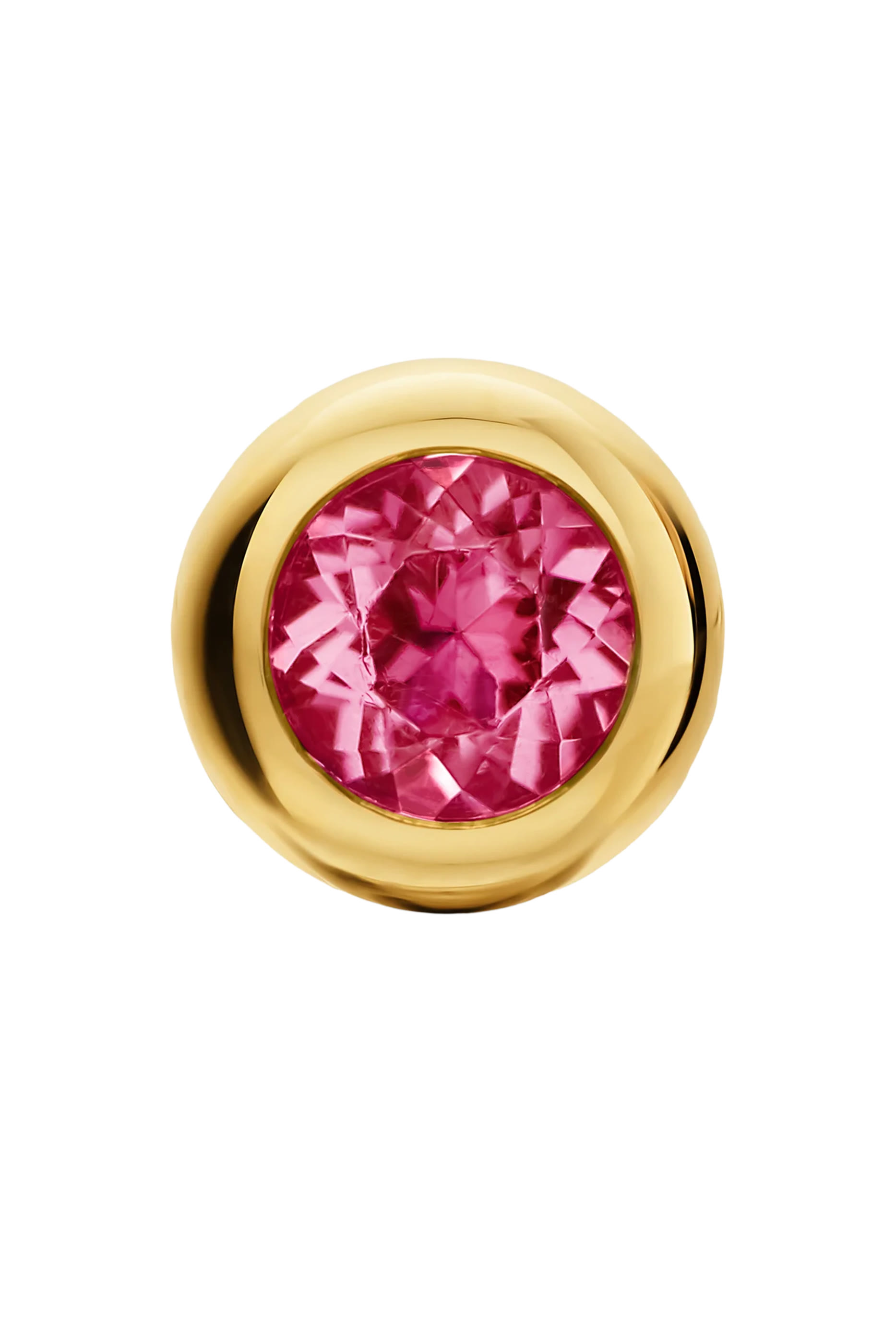  Bezel Set Stud Earrings, 18k Yellow Gold with Pink Tourmalines
