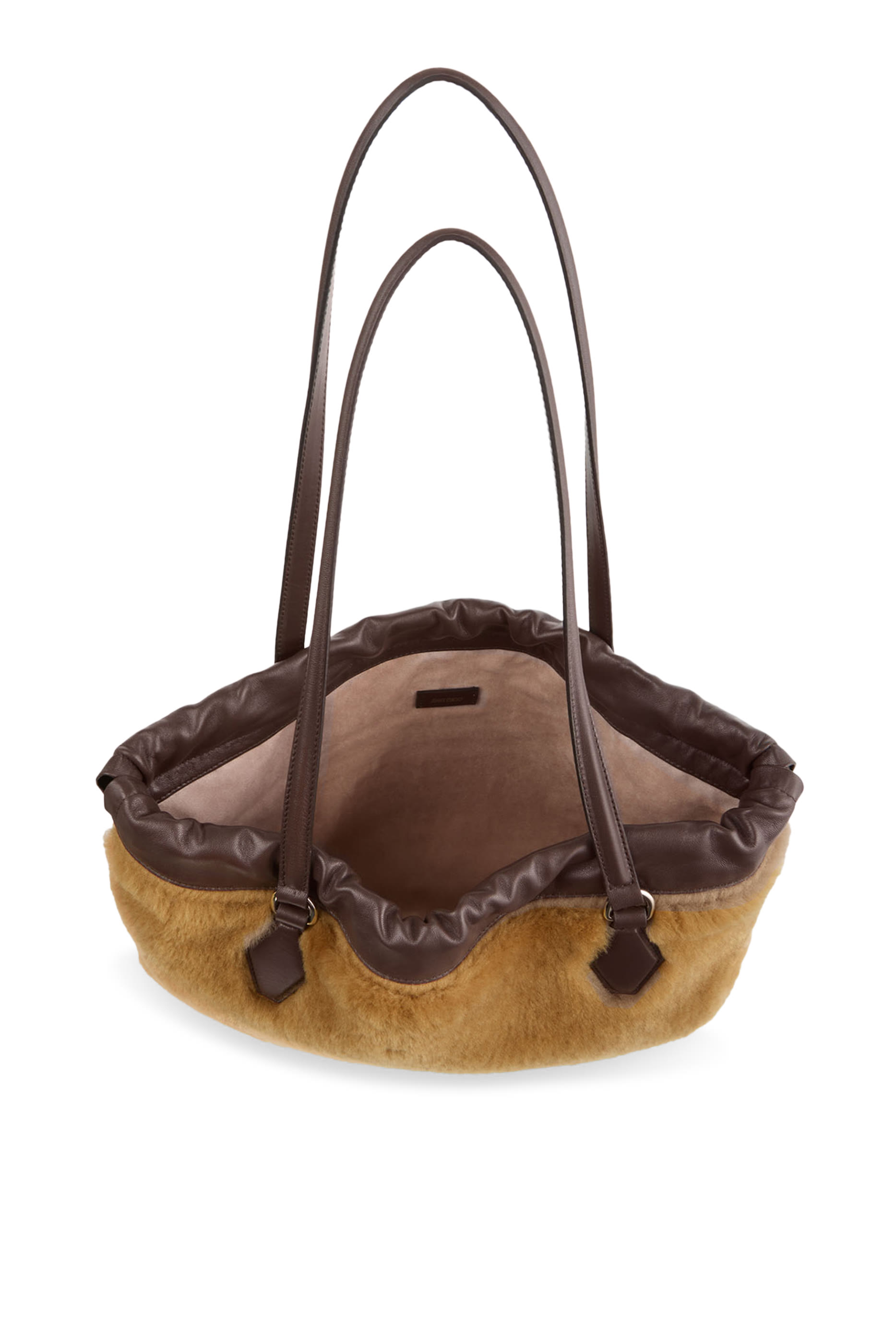 Natural Shearling Drawstring Tote Bag