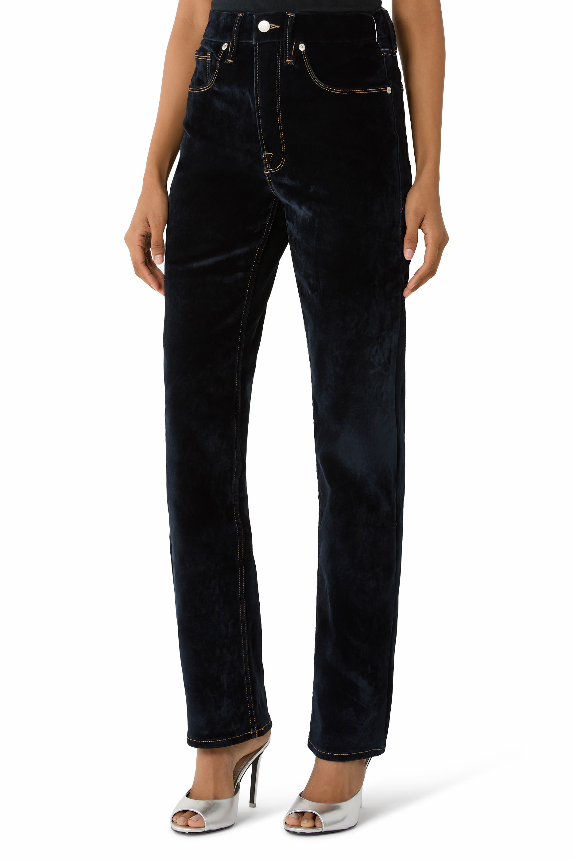 Good Icon Straight Velvet Denim Jeans