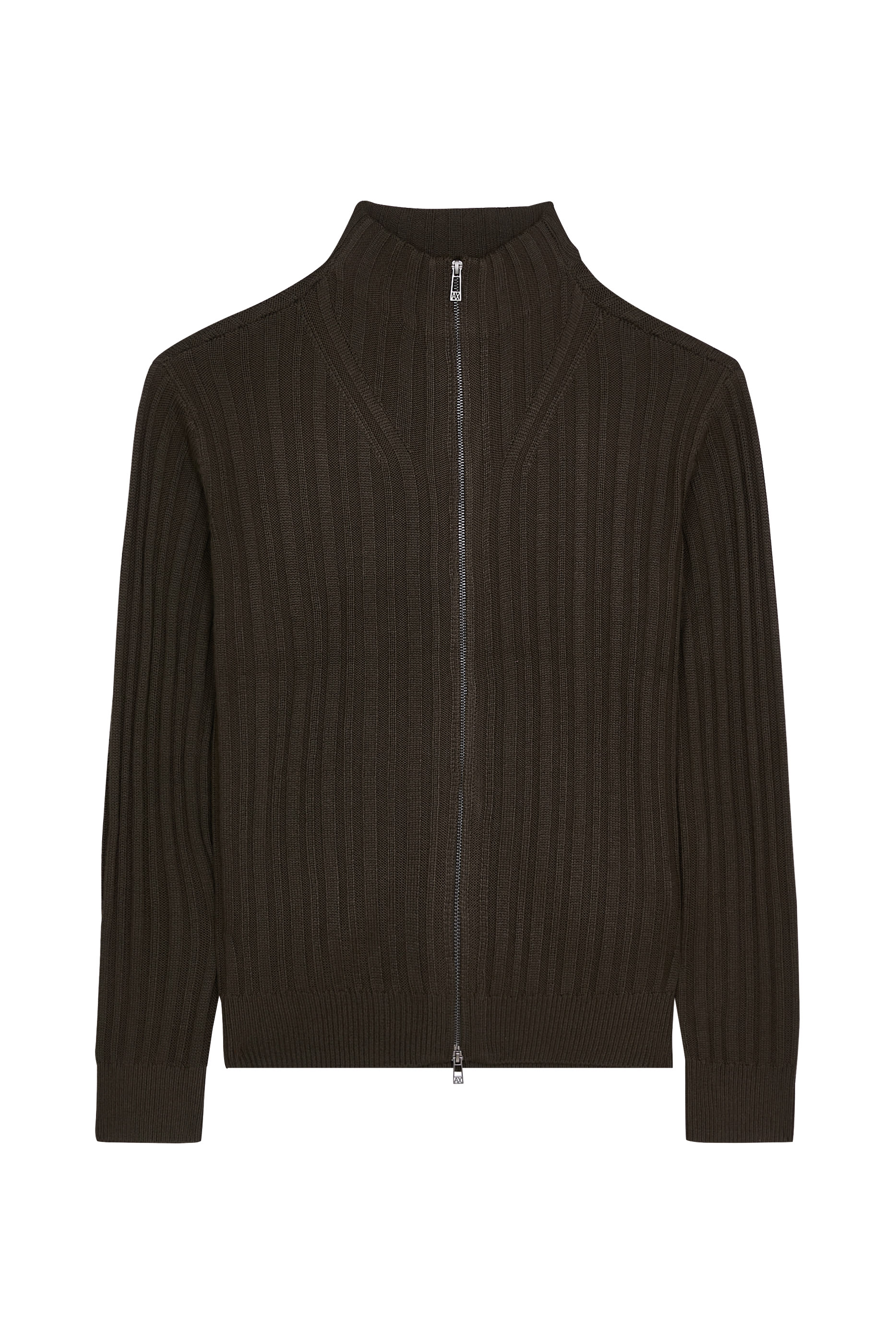 Zip-Up Ribbed Cardigan