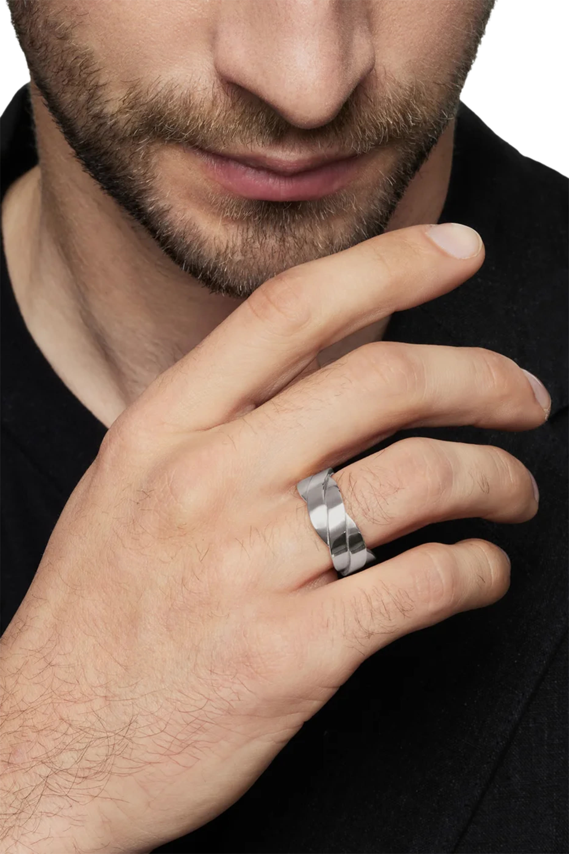 Streamline® Two Row Band Ring, Sterling Silver & Diamonds