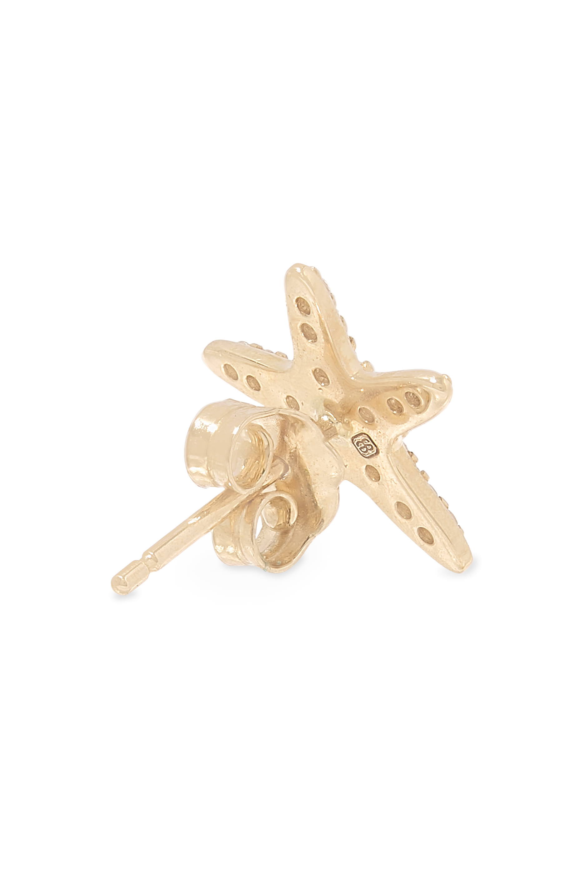 Starfish Single Stud Earring, 14k Yellow Gold & Diamonds